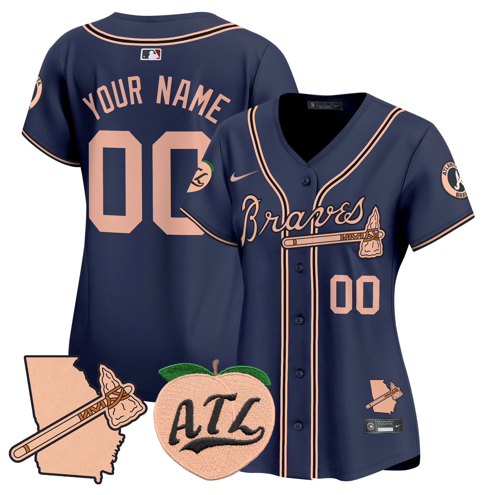 Atlanta Braves Peach Vapor Premier Limited Custom Jersey - All Stitched - Image 9