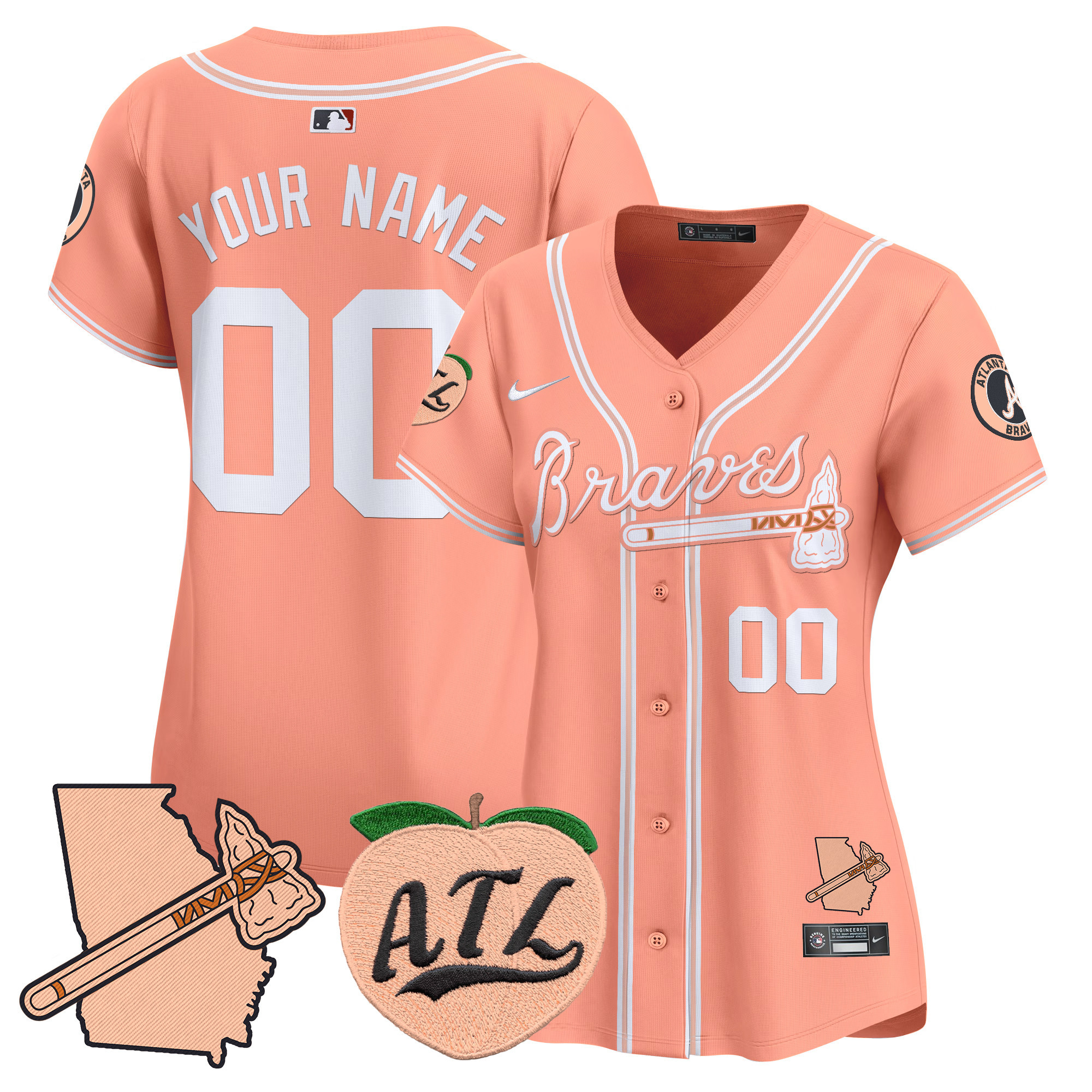Atlanta Braves Peach Vapor Premier Limited Custom Jersey - All Stitched - Image 7