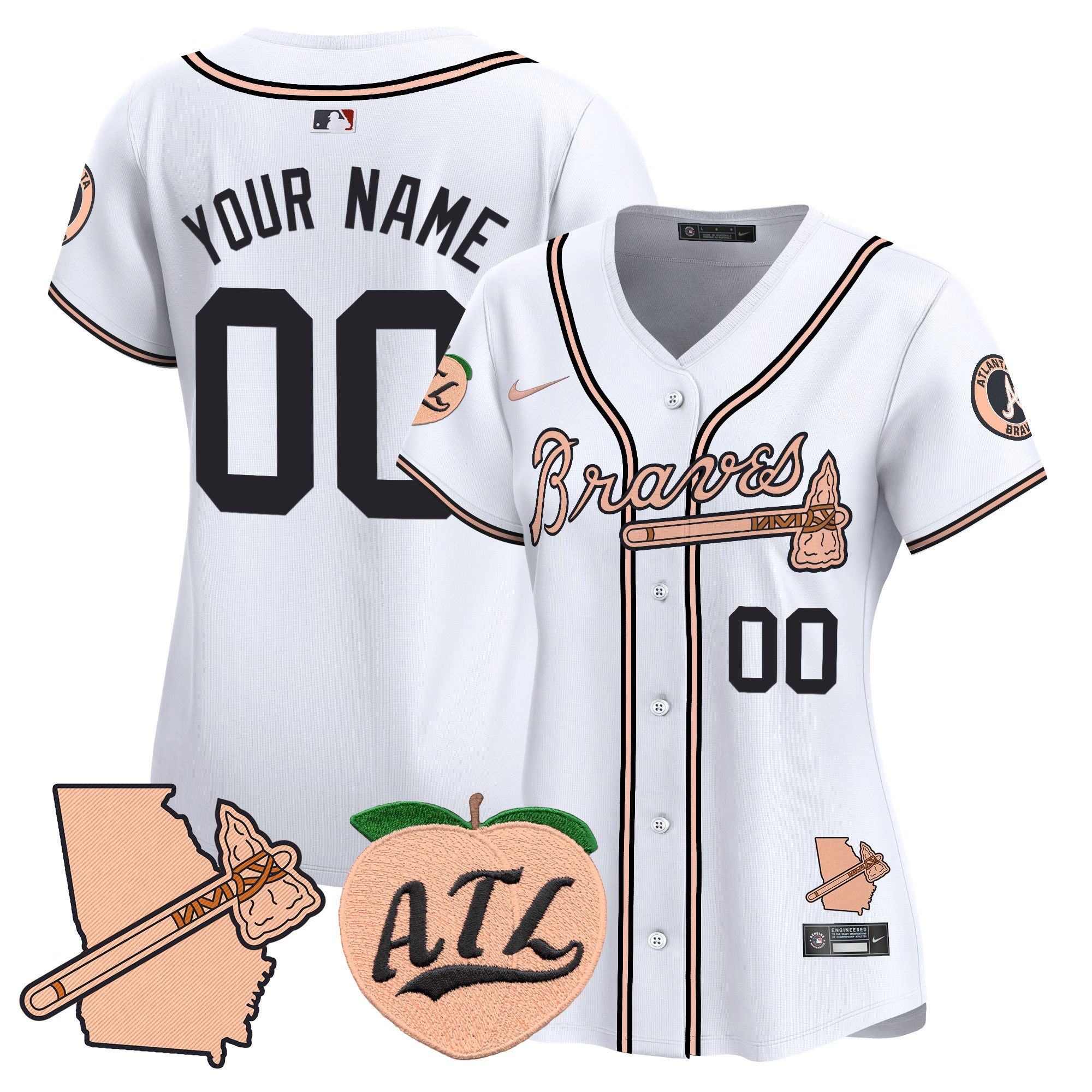 Atlanta Braves Peach Vapor Premier Limited Custom Jersey - All Stitched - Image 8