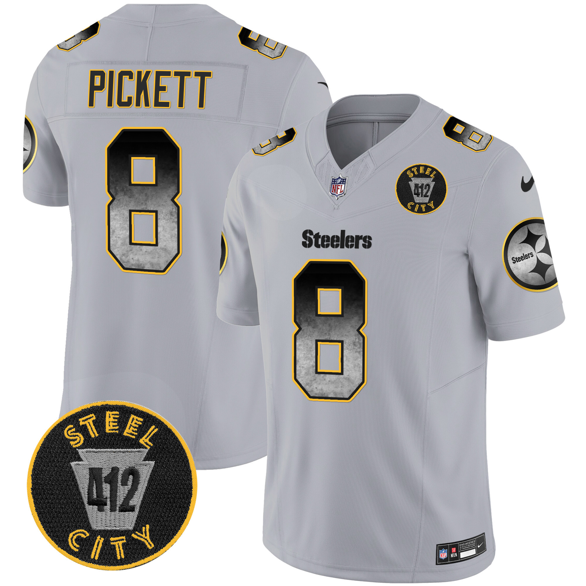 Men's Steelers Arch Smoke 412 Patch Vapor Limited Jersey - All Stitched - Image 28