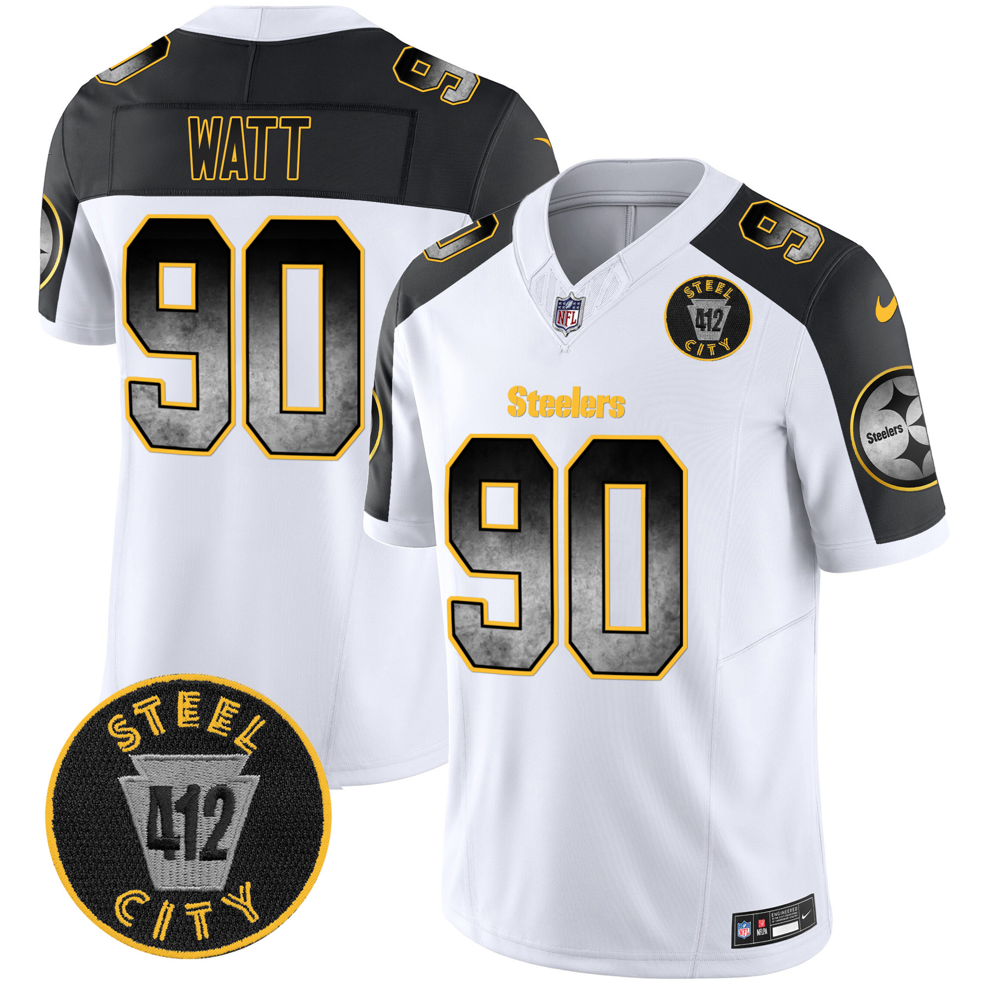 Men's Steelers Arch Smoke 412 Patch Vapor Limited Jersey - All Stitched - Image 43