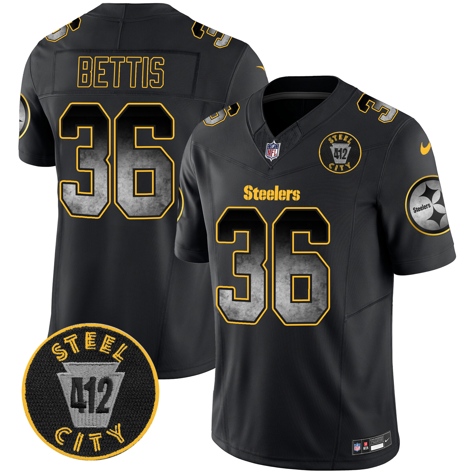 Men's Steelers Arch Smoke 412 Patch Vapor Limited Jersey - All Stitched - Image 8