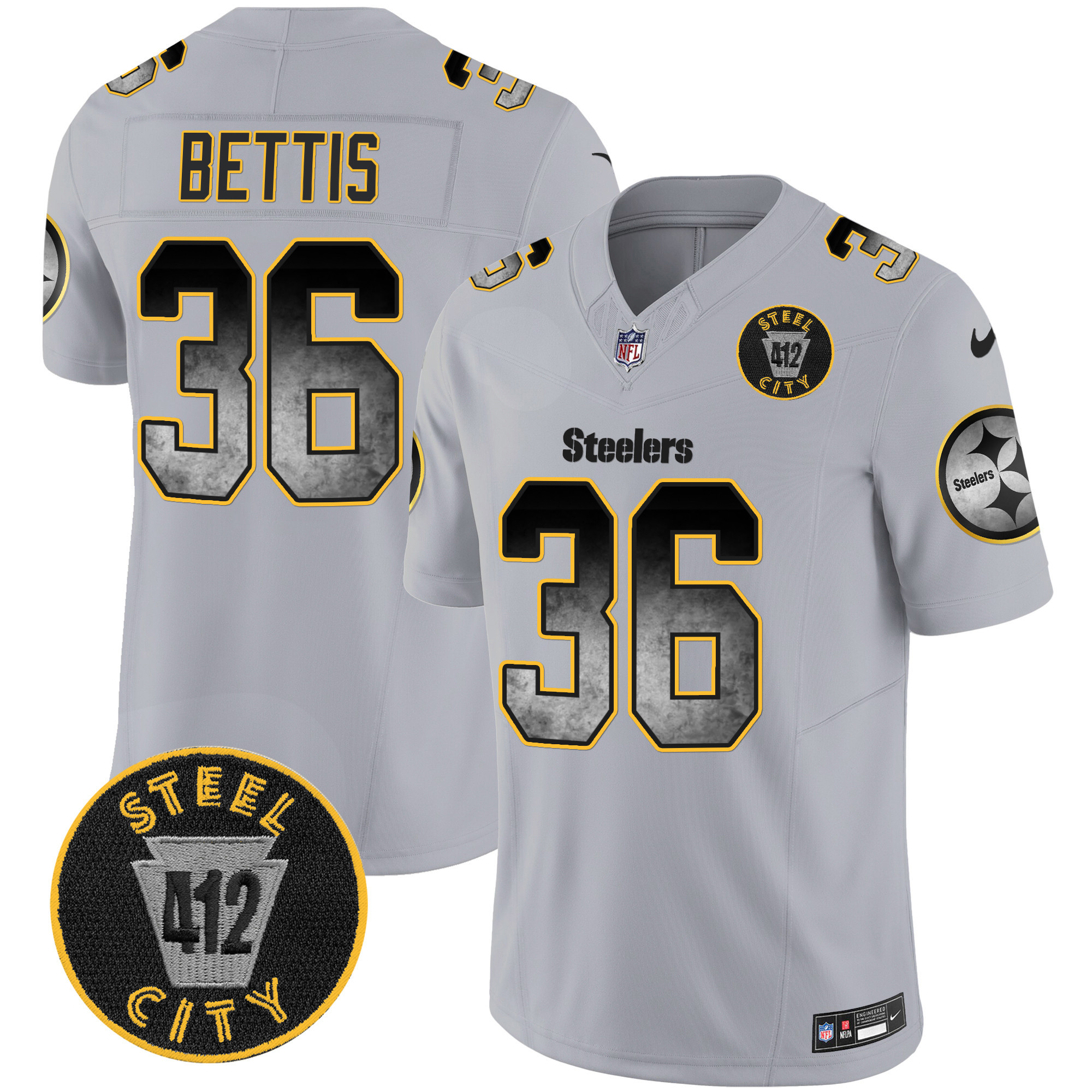 Men's Steelers Arch Smoke 412 Patch Vapor Limited Jersey - All Stitched - Image 32