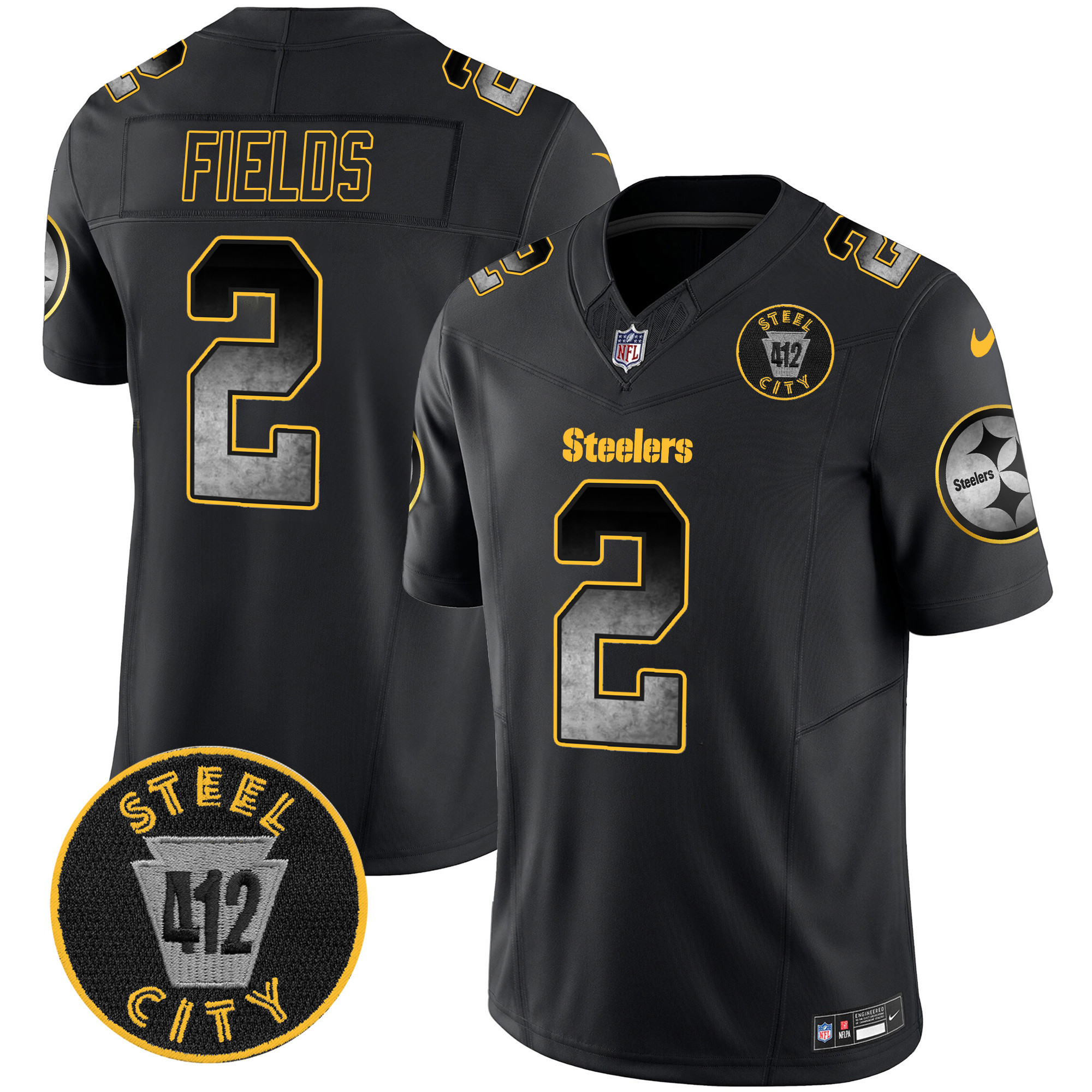 Men's Steelers Arch Smoke 412 Patch Vapor Limited Jersey - All Stitched - Image 2