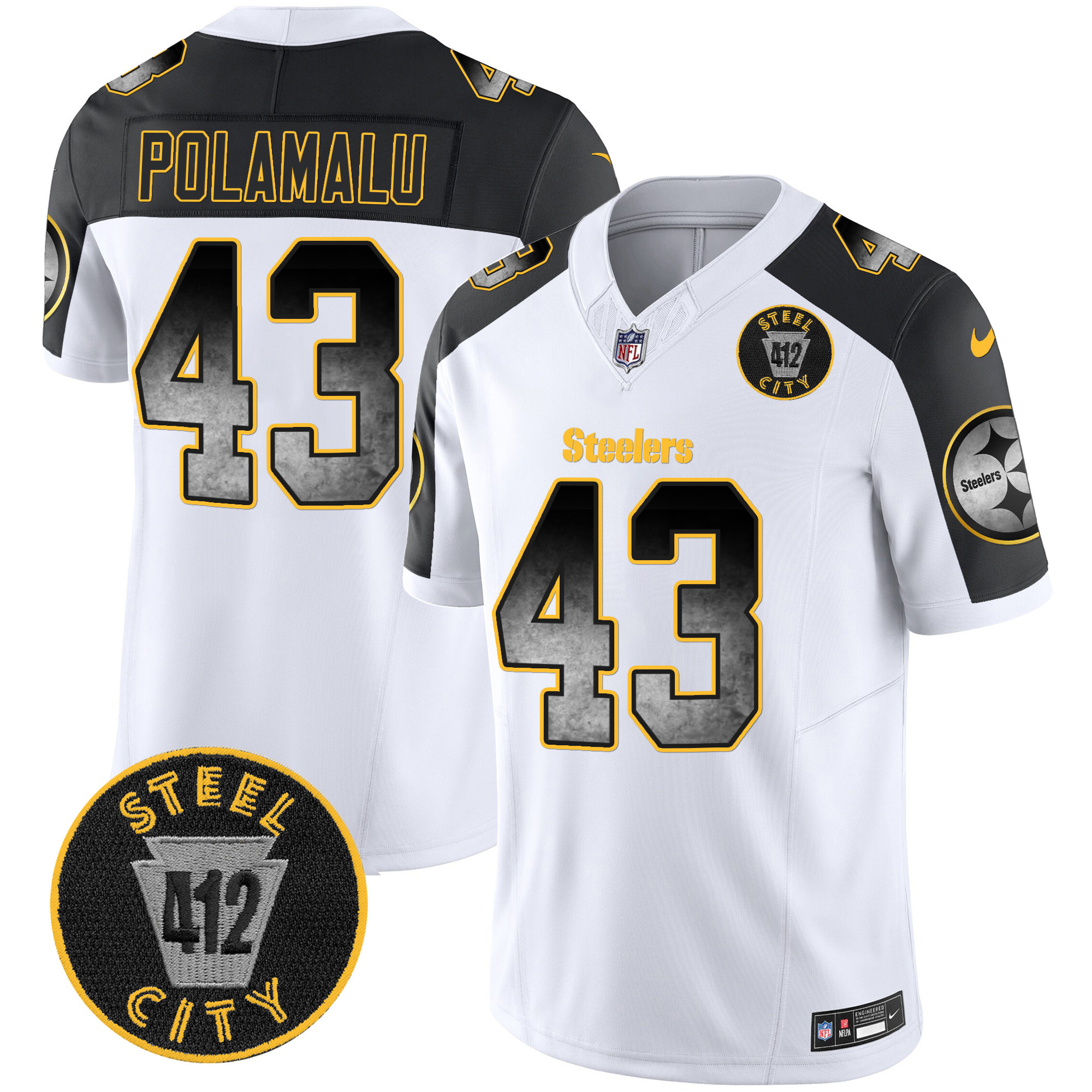 Men's Steelers Arch Smoke 412 Patch Vapor Limited Jersey - All Stitched - Image 47