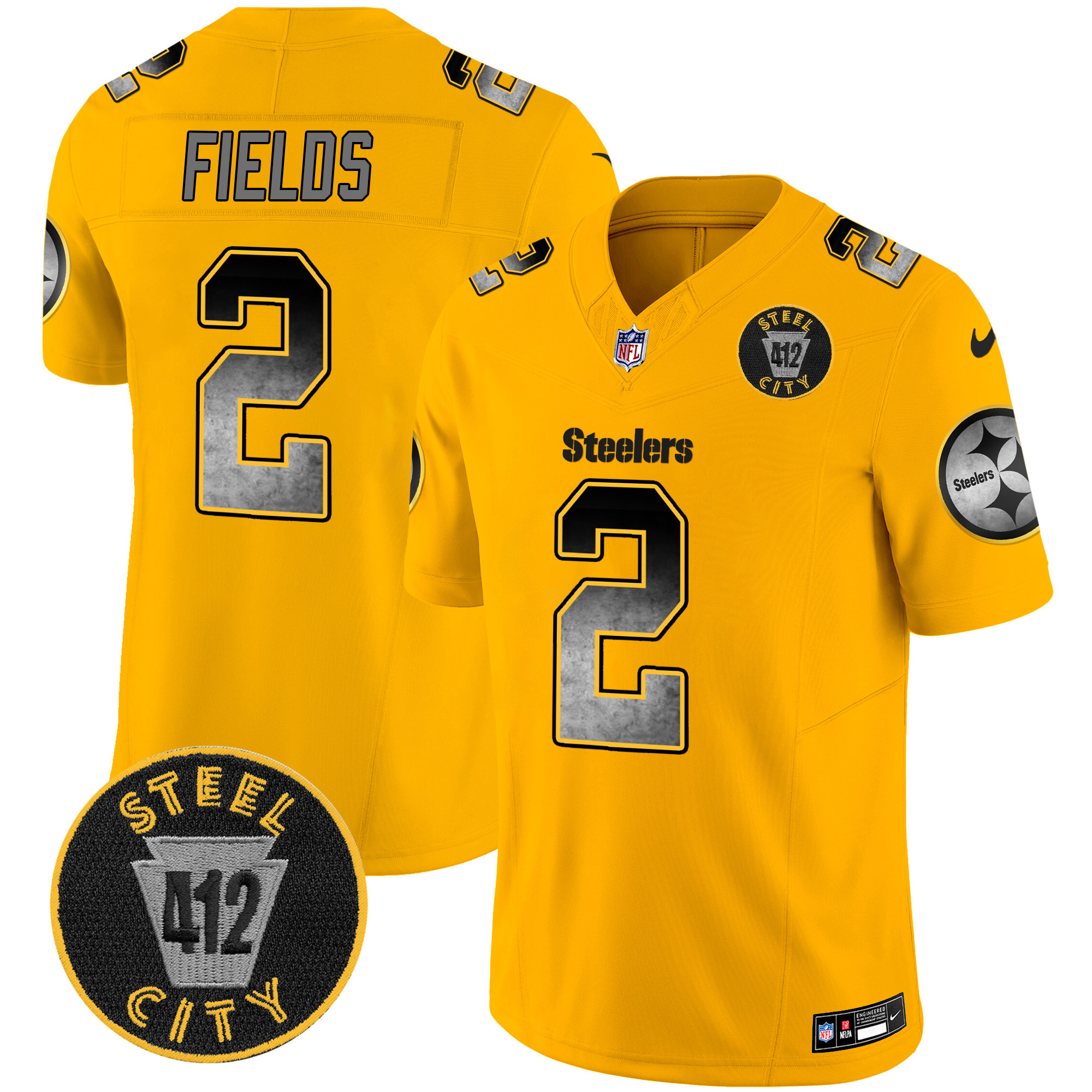 Men's Steelers Arch Smoke 412 Patch Vapor Limited Jersey - All Stitched - Image 34