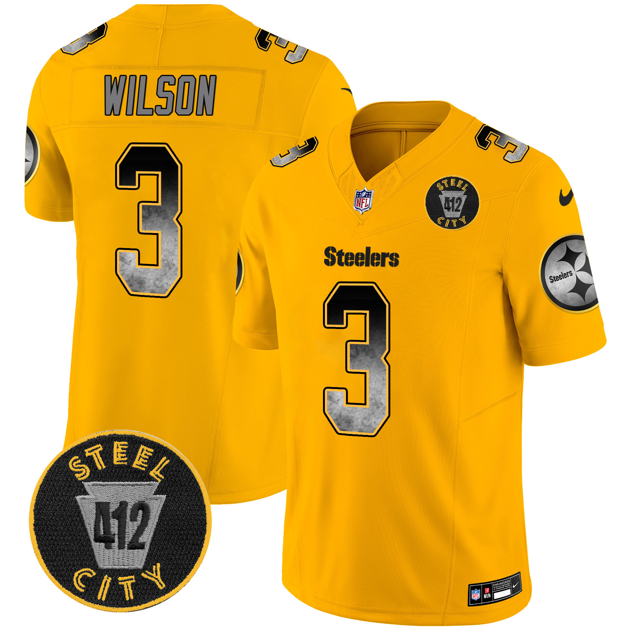 Men's Steelers Arch Smoke 412 Patch Vapor Limited Jersey - All Stitched - Image 33