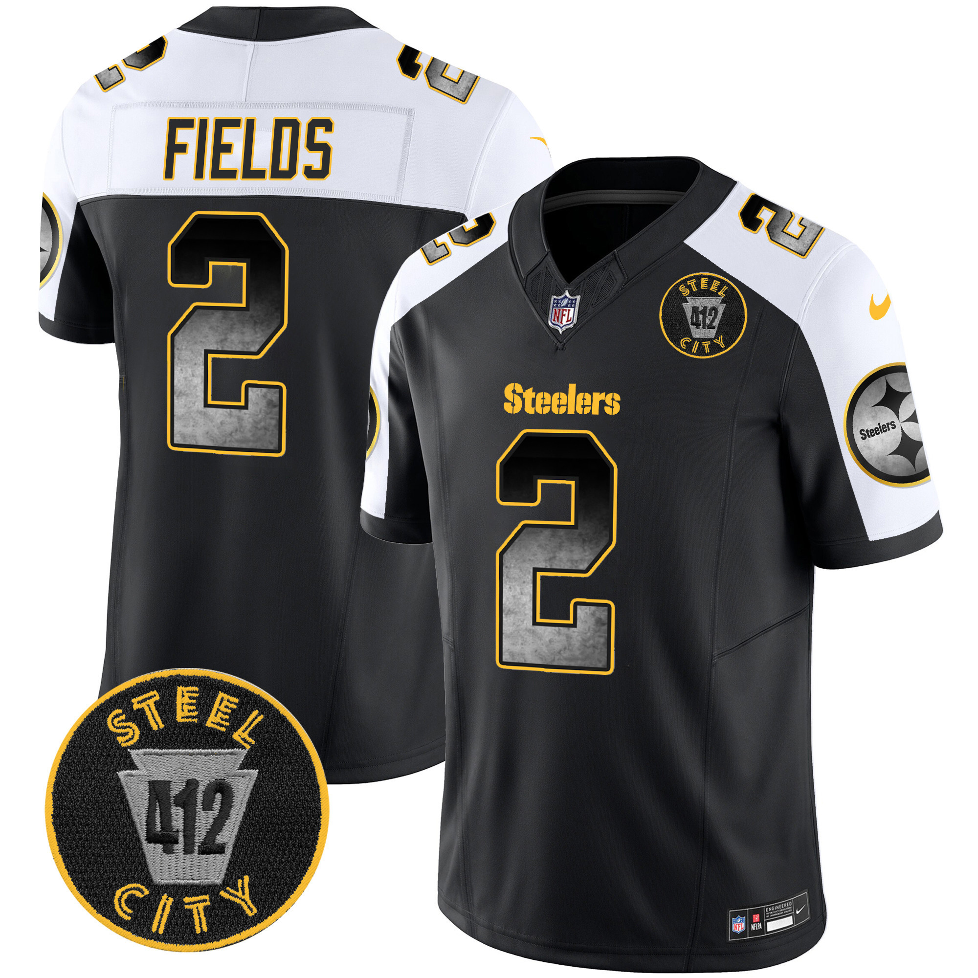 Men's Steelers Arch Smoke 412 Patch Vapor Limited Jersey - All Stitched - Image 10