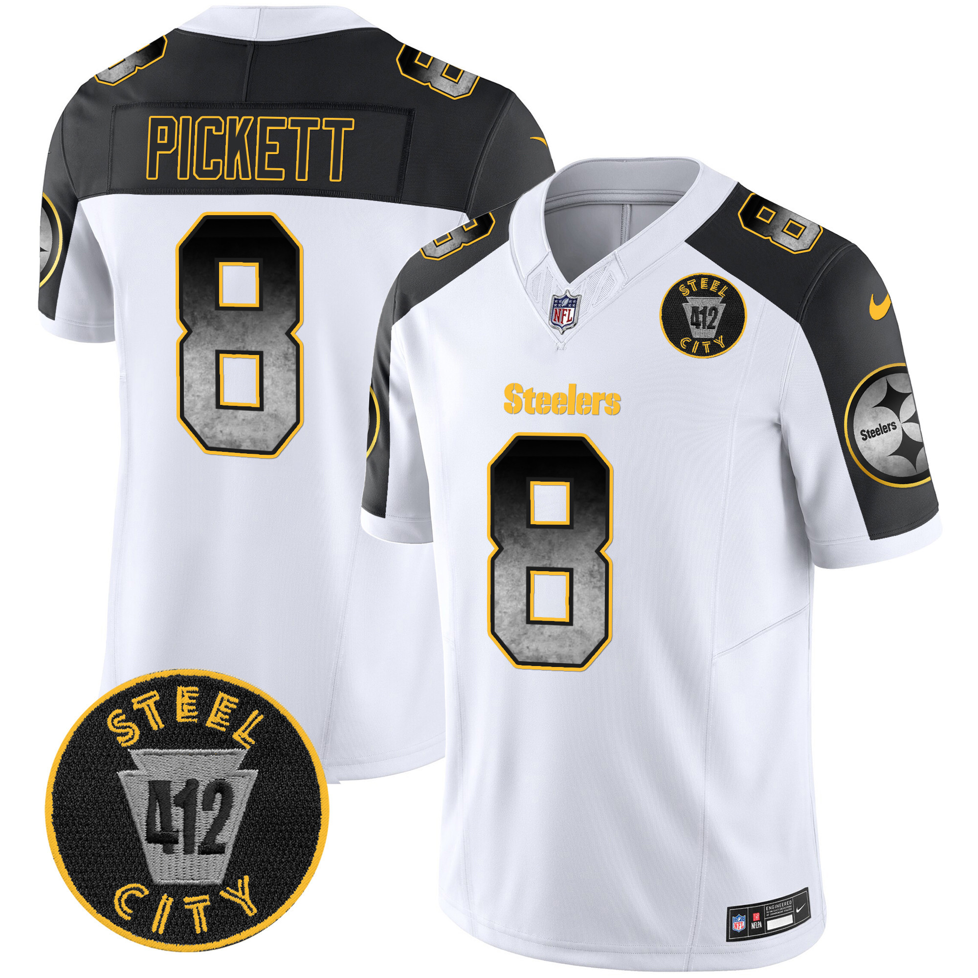 Men's Steelers Arch Smoke 412 Patch Vapor Limited Jersey - All Stitched - Image 44
