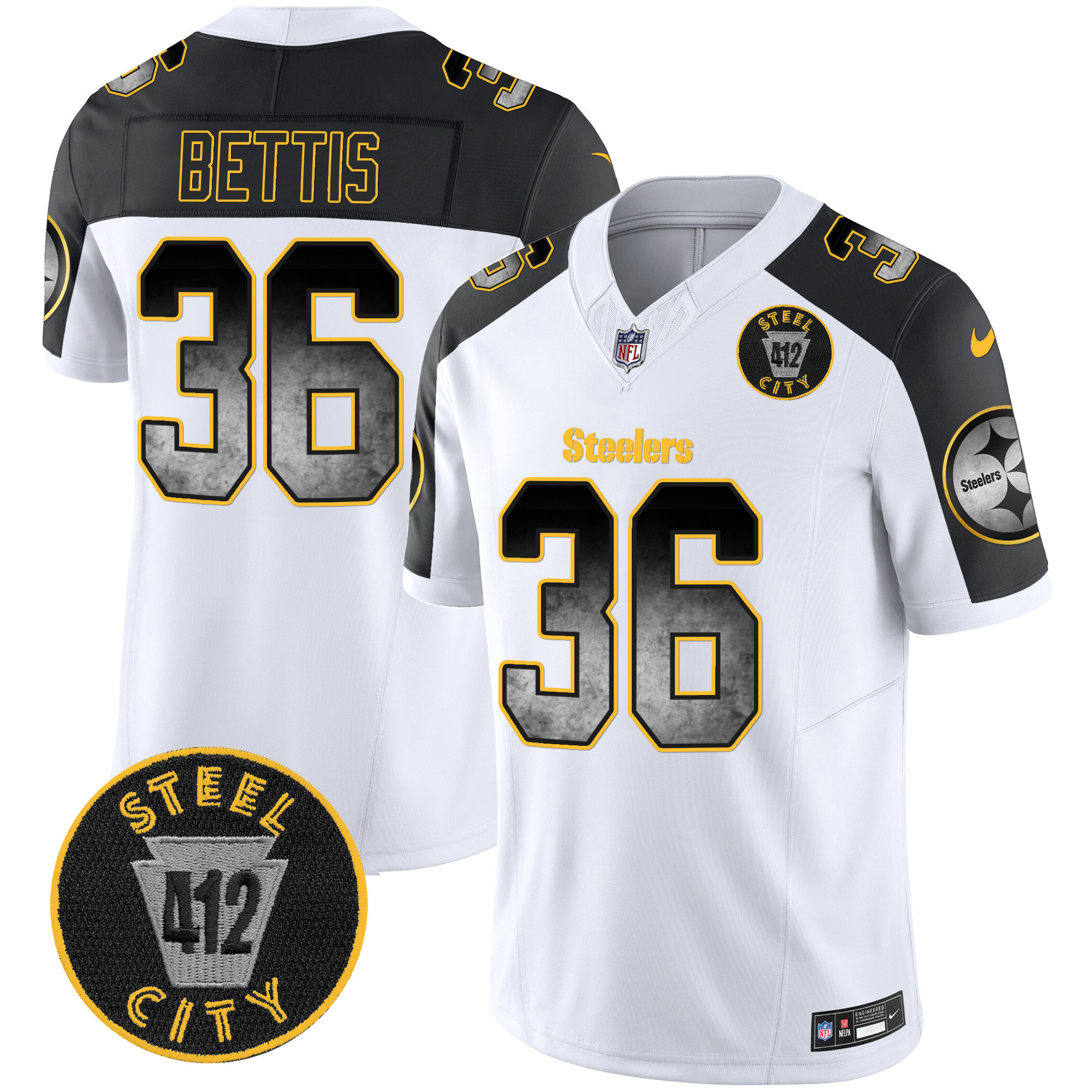 Men's Steelers Arch Smoke 412 Patch Vapor Limited Jersey - All Stitched - Image 48