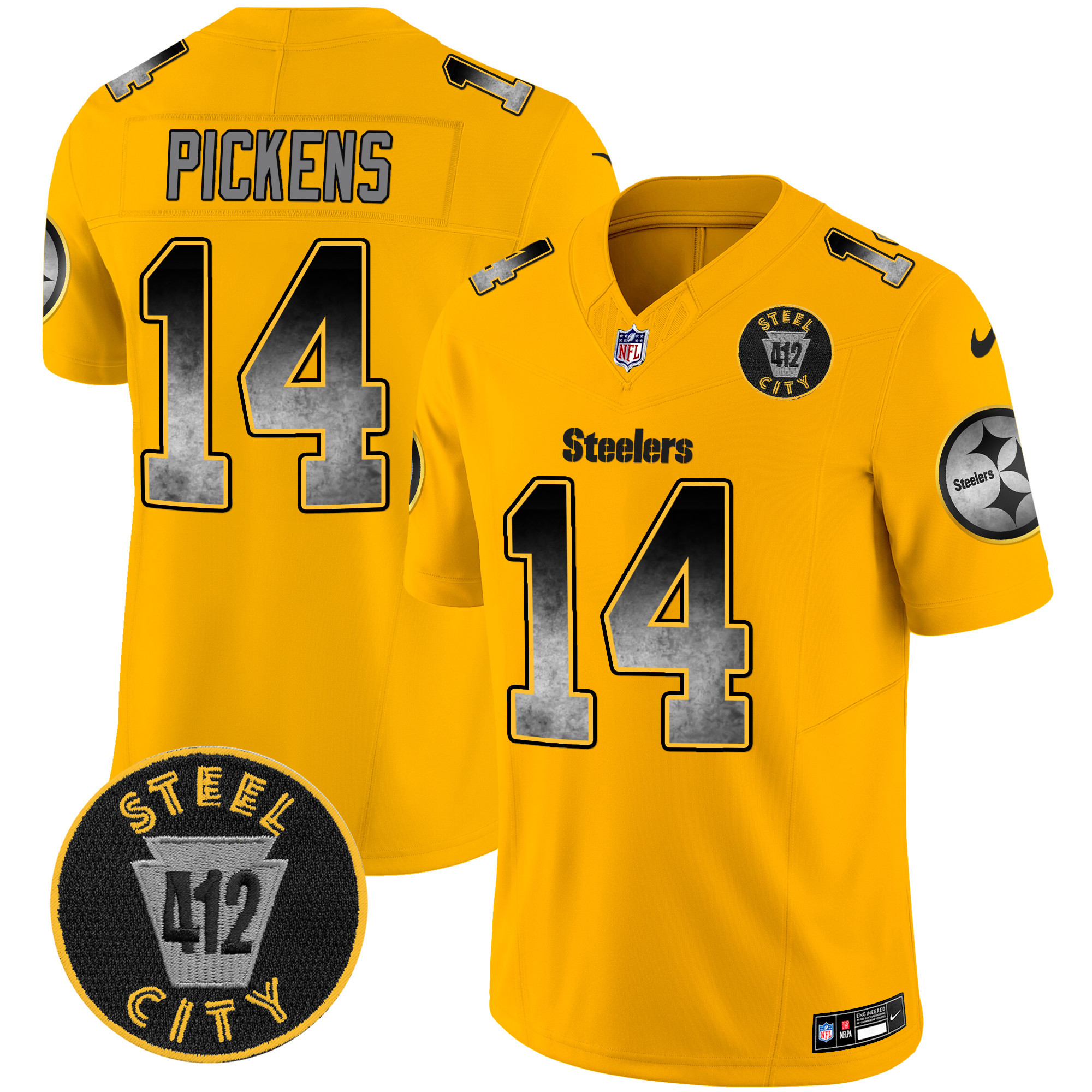 Men's Steelers Arch Smoke 412 Patch Vapor Limited Jersey - All Stitched - Image 37