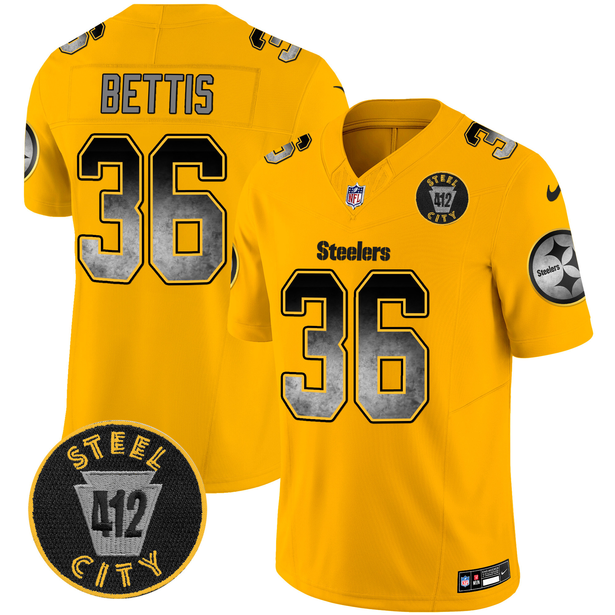 Men's Steelers Arch Smoke 412 Patch Vapor Limited Jersey - All Stitched - Image 40