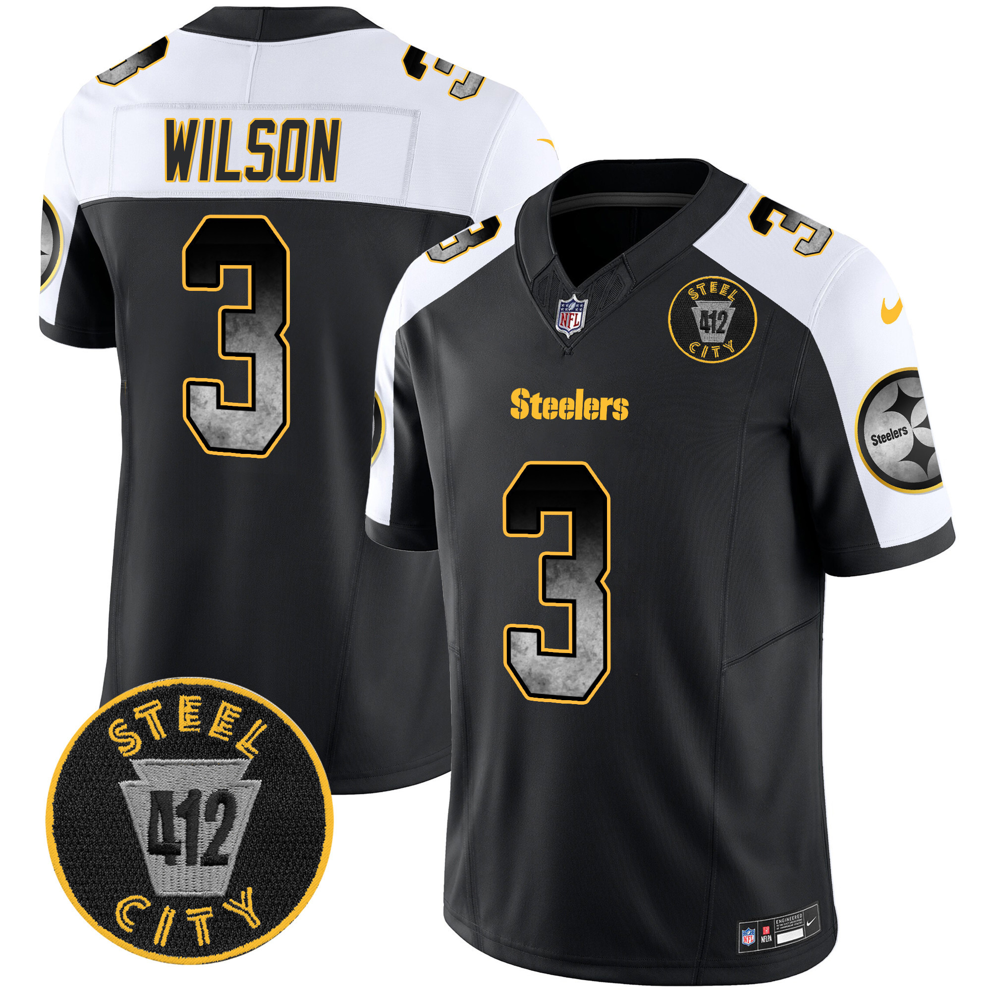 Men's Steelers Arch Smoke 412 Patch Vapor Limited Jersey - All Stitched - Image 9
