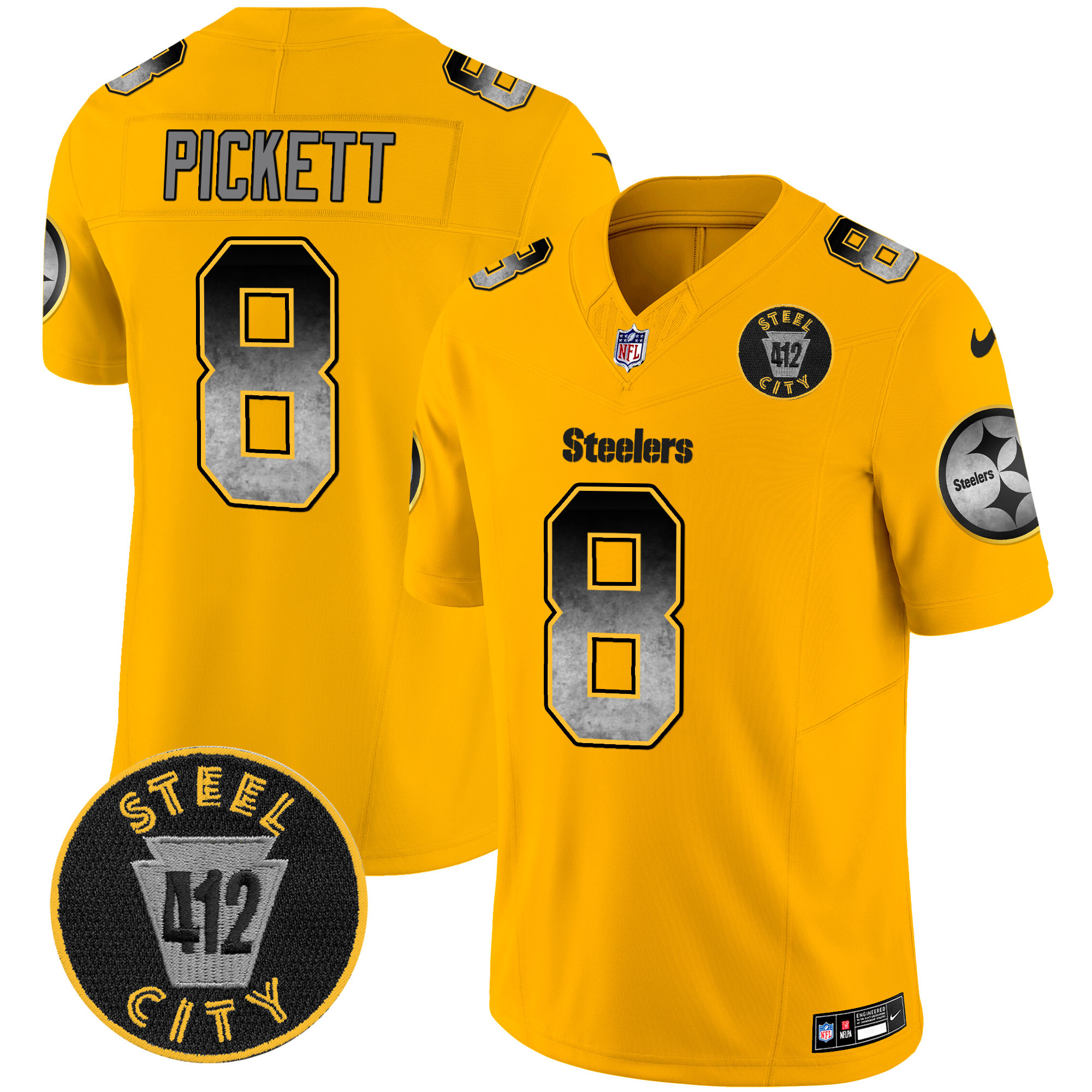 Men's Steelers Arch Smoke 412 Patch Vapor Limited Jersey - All Stitched - Image 36