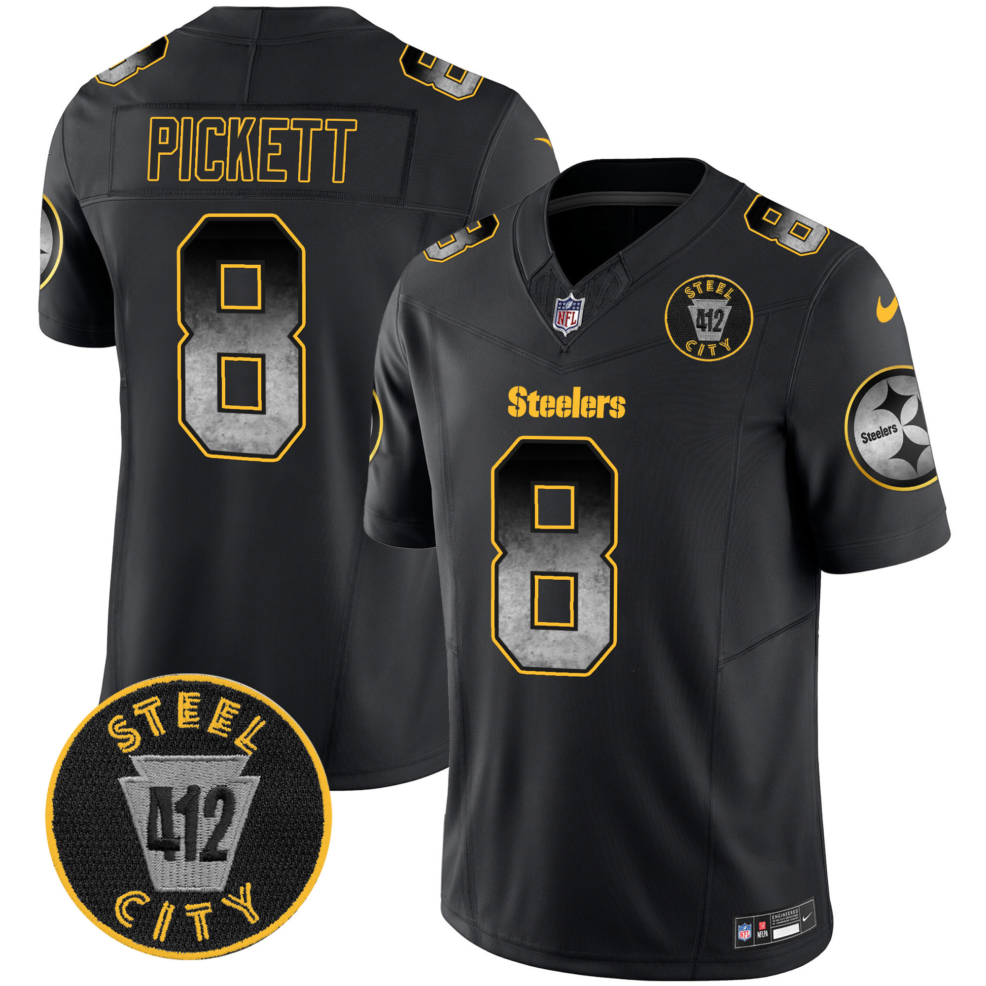 Men's Steelers Arch Smoke 412 Patch Vapor Limited Jersey - All Stitched - Image 4