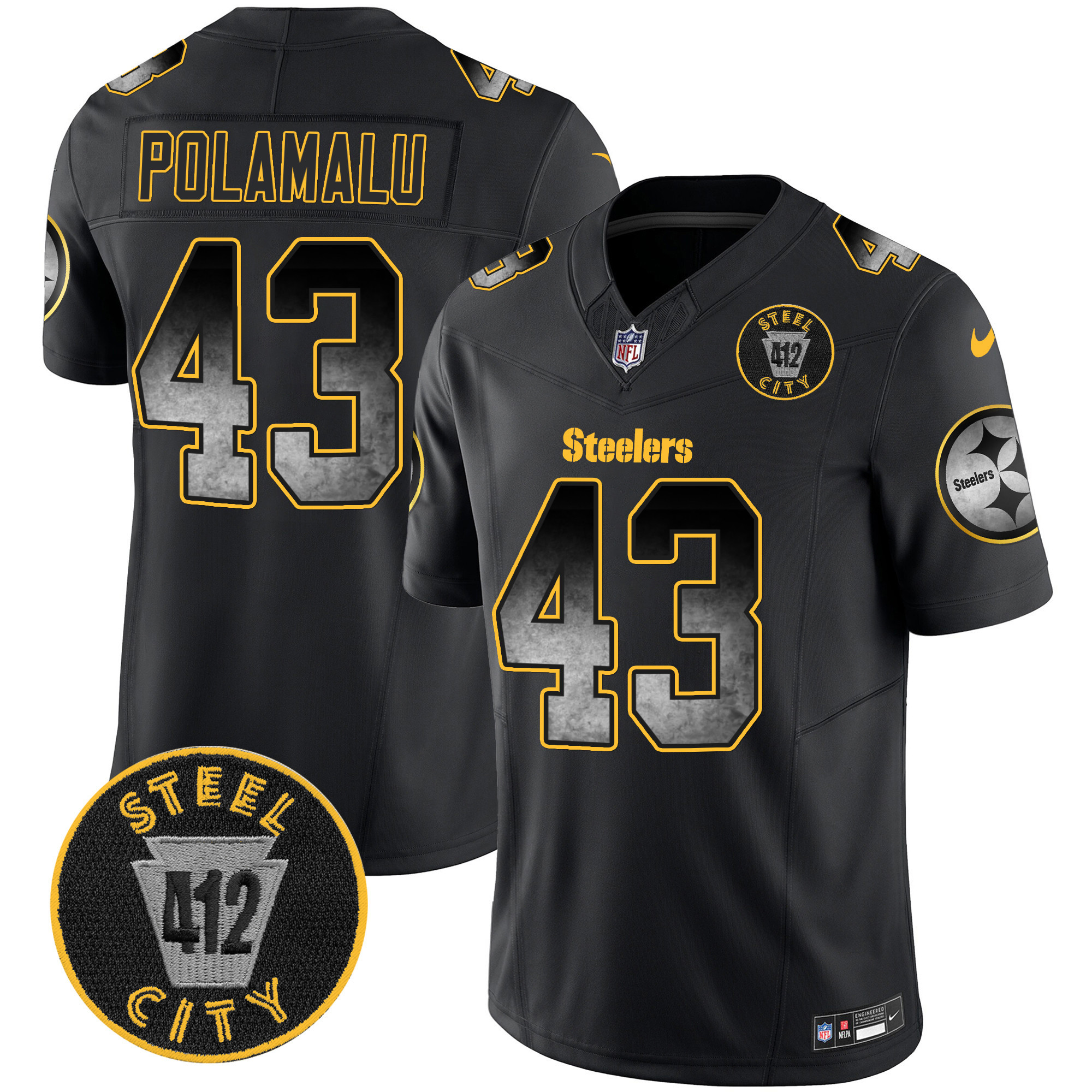 Men's Steelers Arch Smoke 412 Patch Vapor Limited Jersey - All Stitched - Image 7