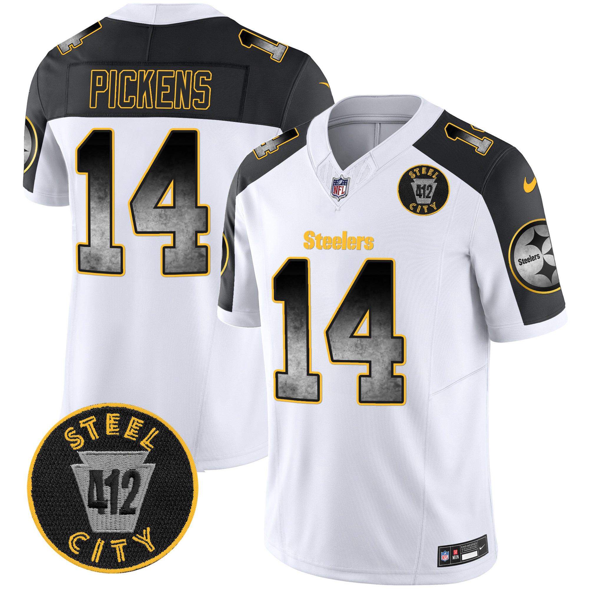 Men's Steelers Arch Smoke 412 Patch Vapor Limited Jersey - All Stitched - Image 45