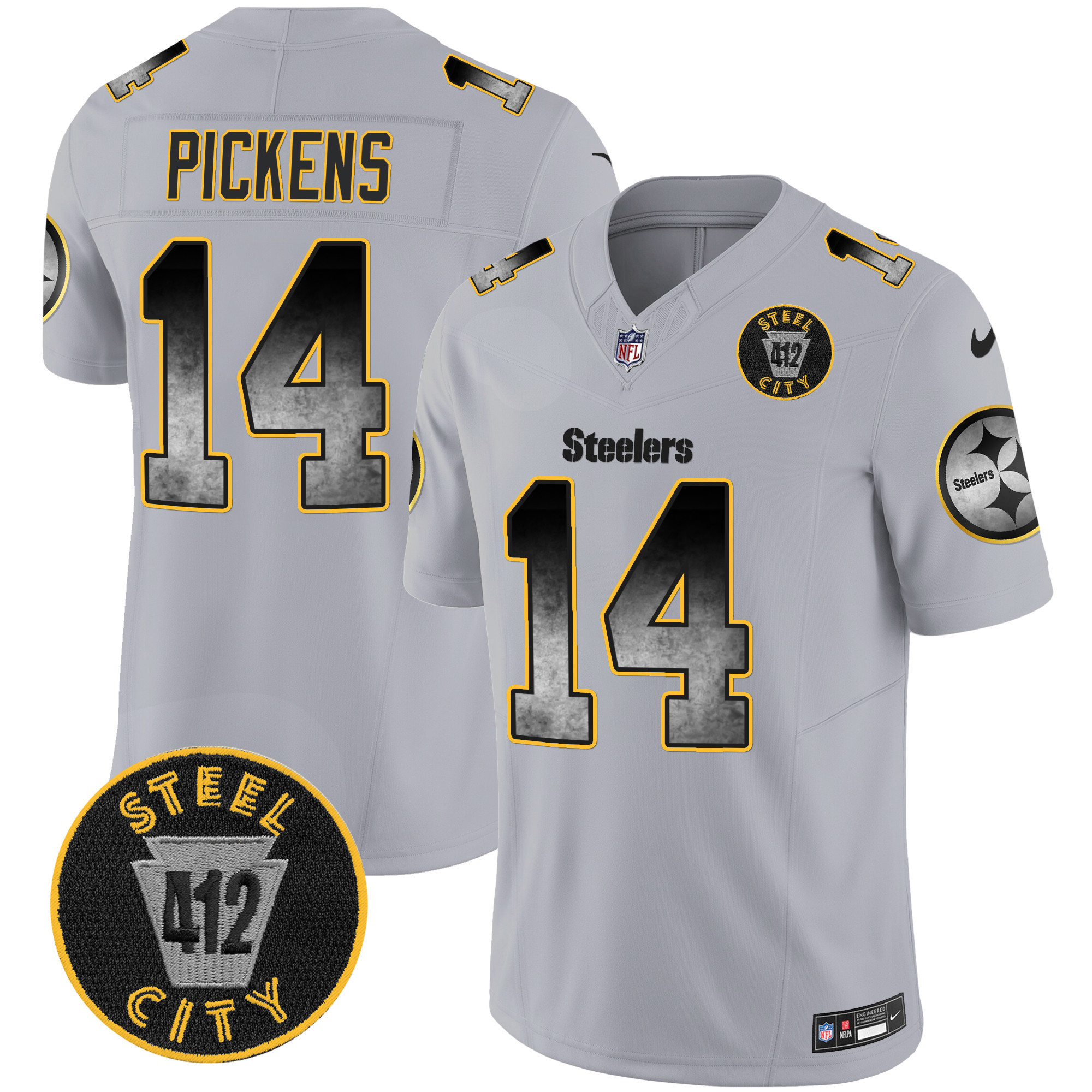Men's Steelers Arch Smoke 412 Patch Vapor Limited Jersey - All Stitched - Image 29