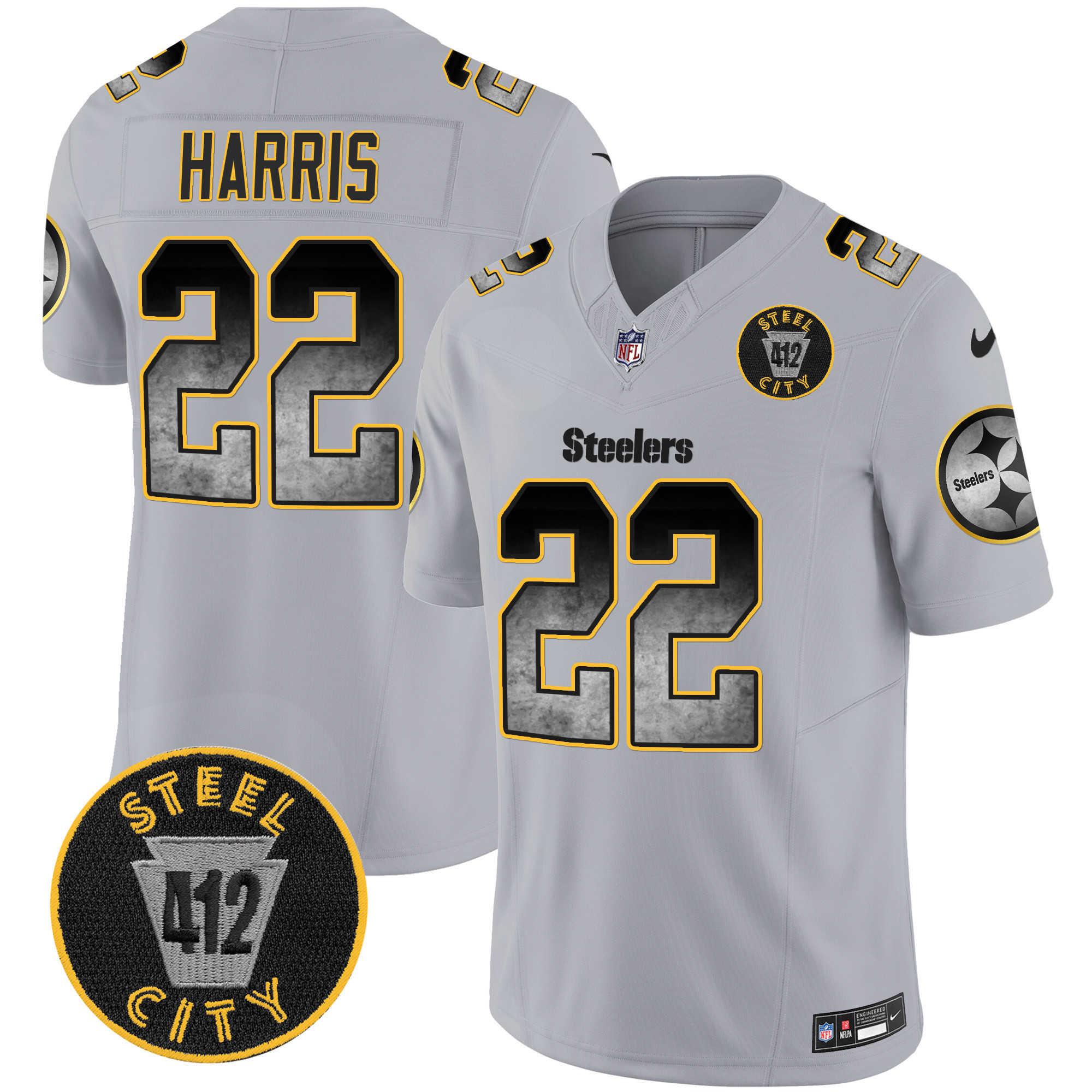 Men's Steelers Arch Smoke 412 Patch Vapor Limited Jersey - All Stitched - Image 30