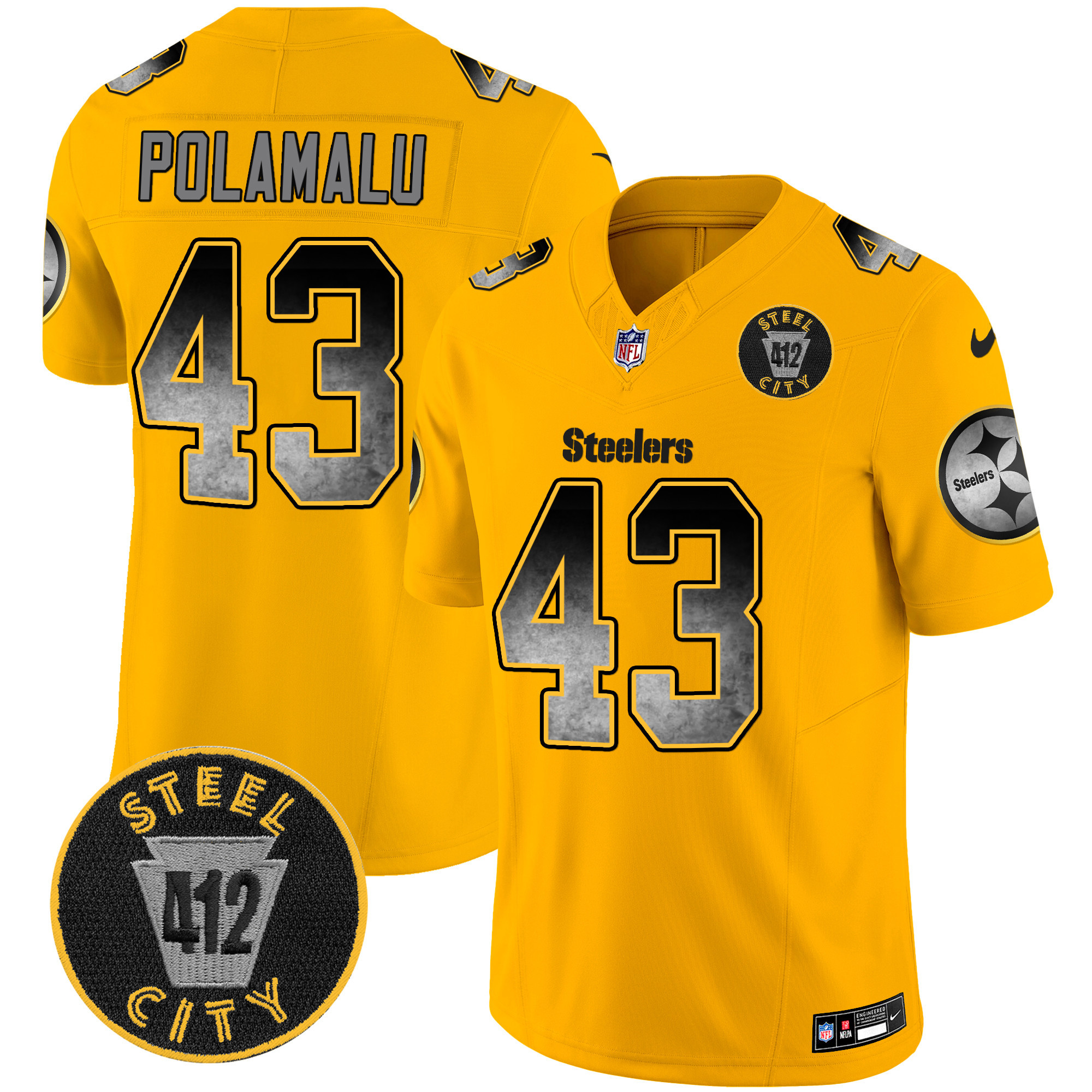 Men's Steelers Arch Smoke 412 Patch Vapor Limited Jersey - All Stitched - Image 39