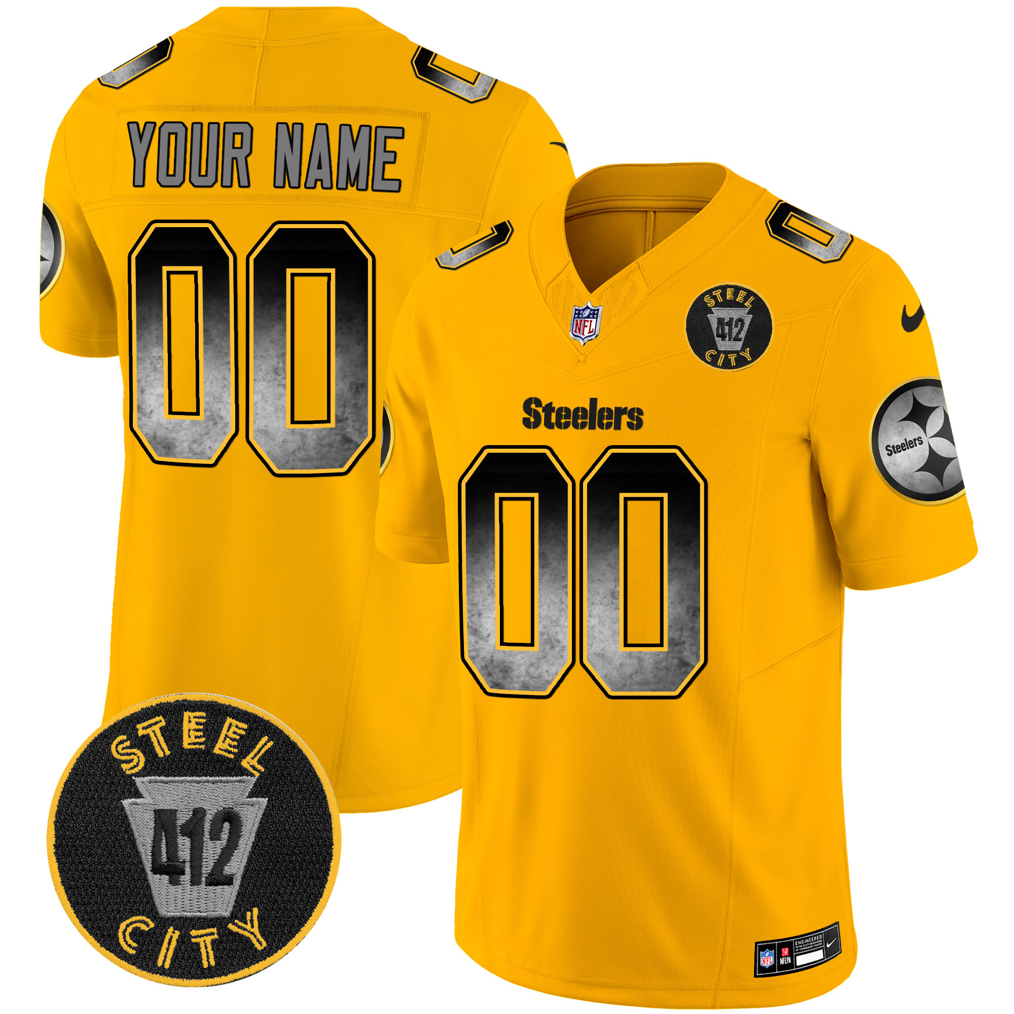 Steelers Arch Smoke 412 Patch Vapor Limited Custom Jersey - All Stitched - Image 5