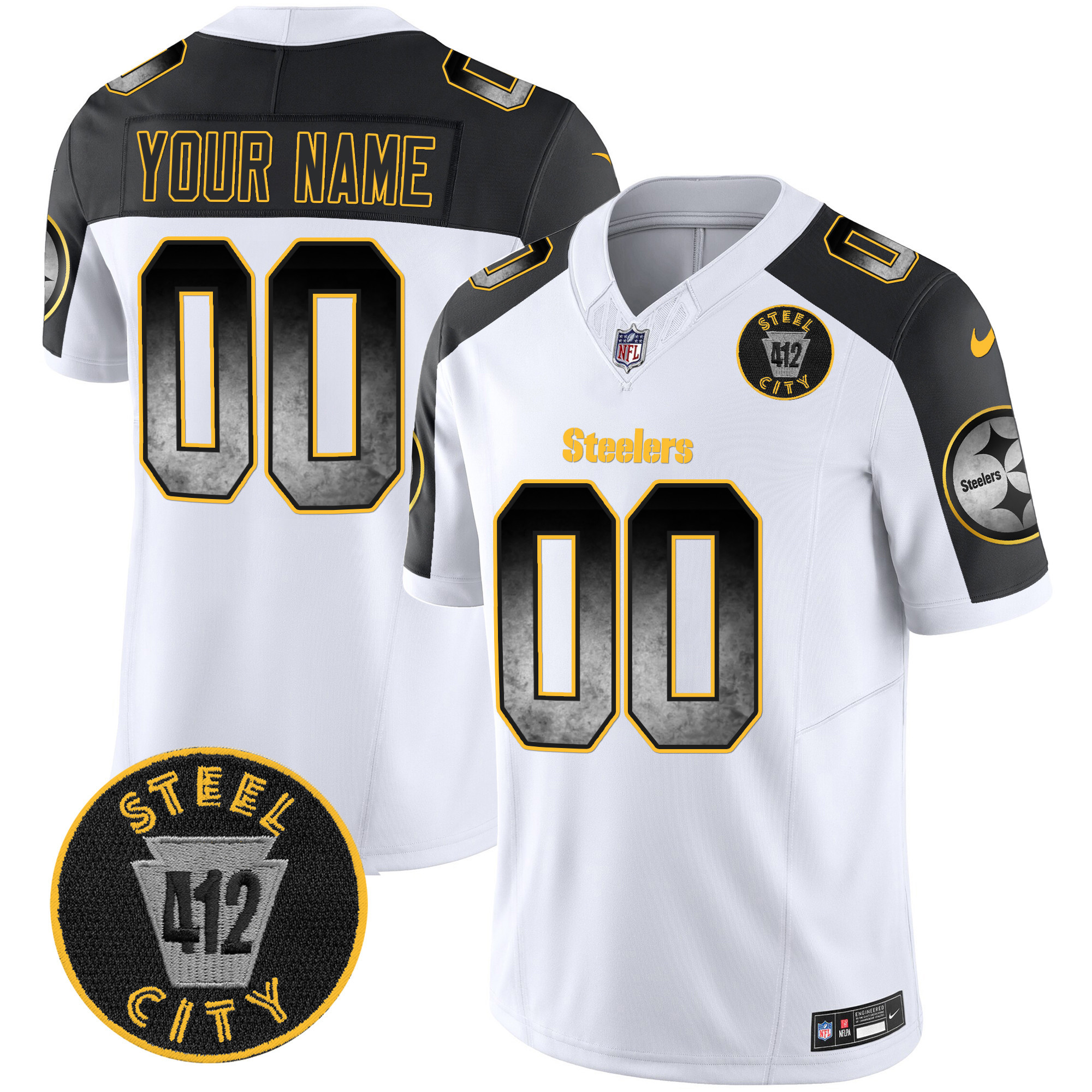 Steelers Arch Smoke 412 Patch Vapor Limited Custom Jersey - All Stitched - Image 6