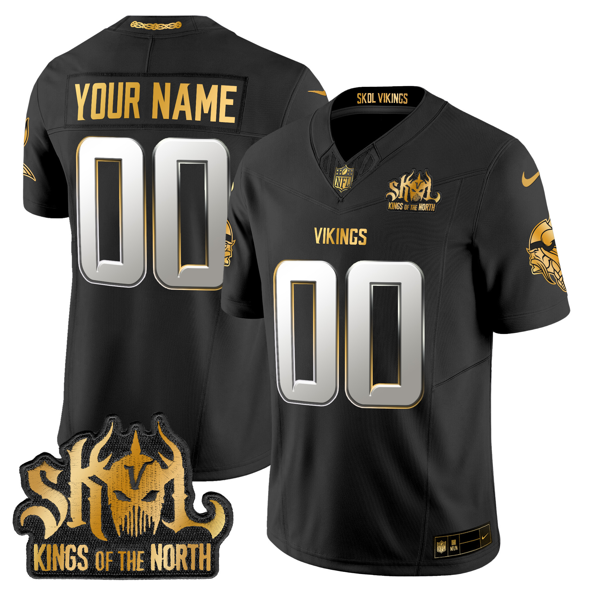 Minnesota Vikings 2024 Winter Warrior Skol Patch Gold Vapor Limited Custom Jersey - All Stitched - Image 4