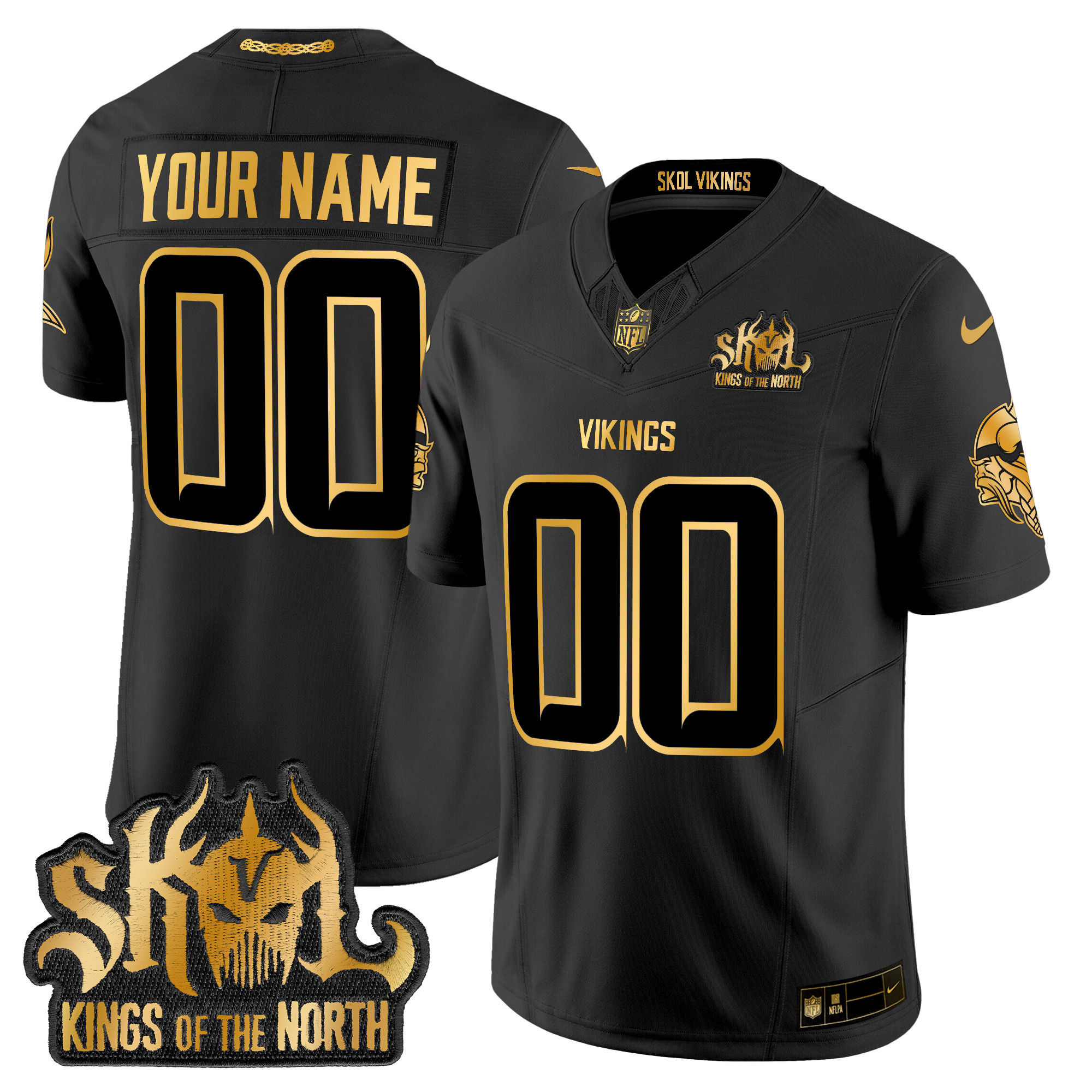 Minnesota Vikings 2024 Winter Warrior Skol Patch Gold Vapor Limited Custom Jersey - All Stitched - Image 3