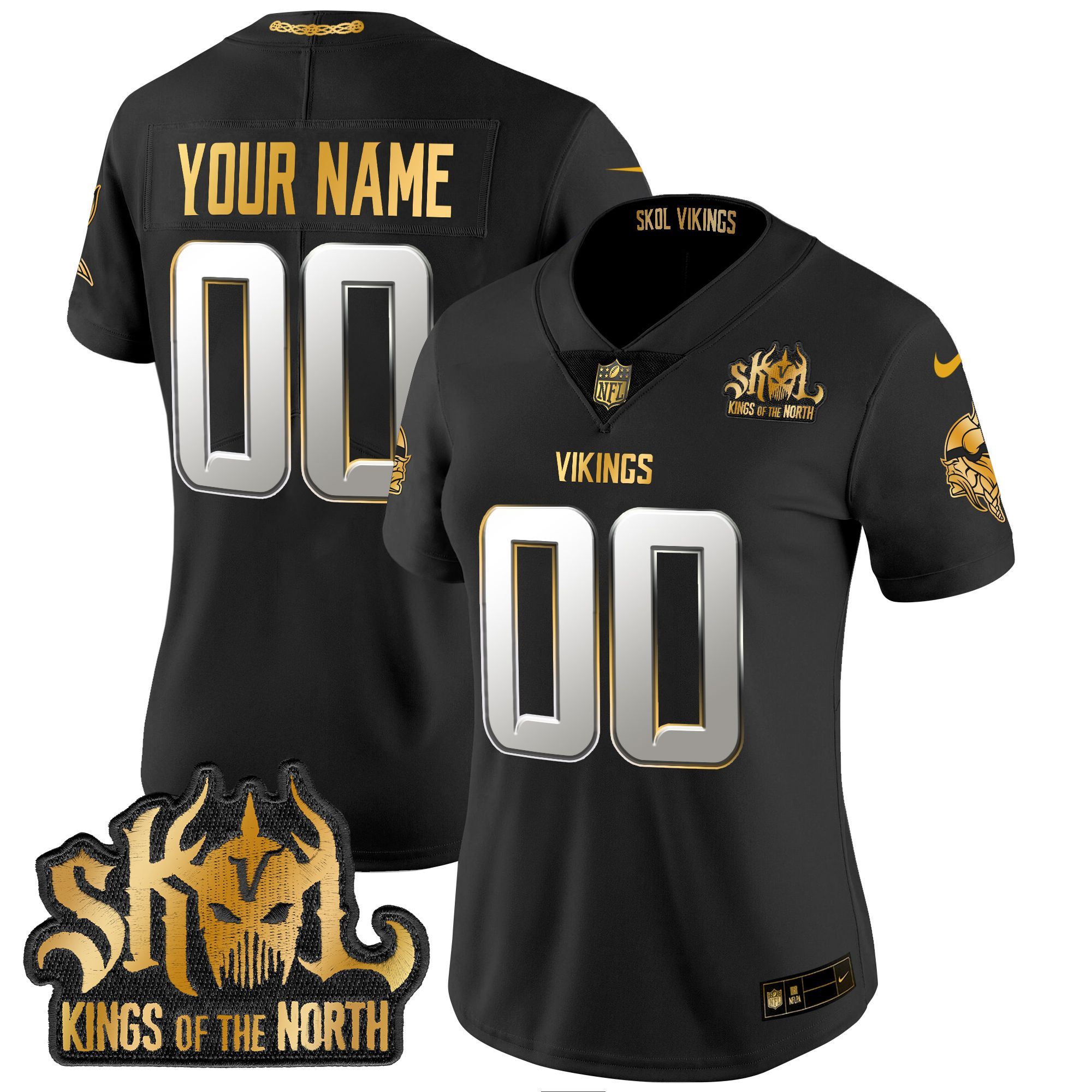 Minnesota Vikings 2024 Winter Warrior Skol Patch Gold Vapor Limited Custom Jersey - All Stitched - Image 8