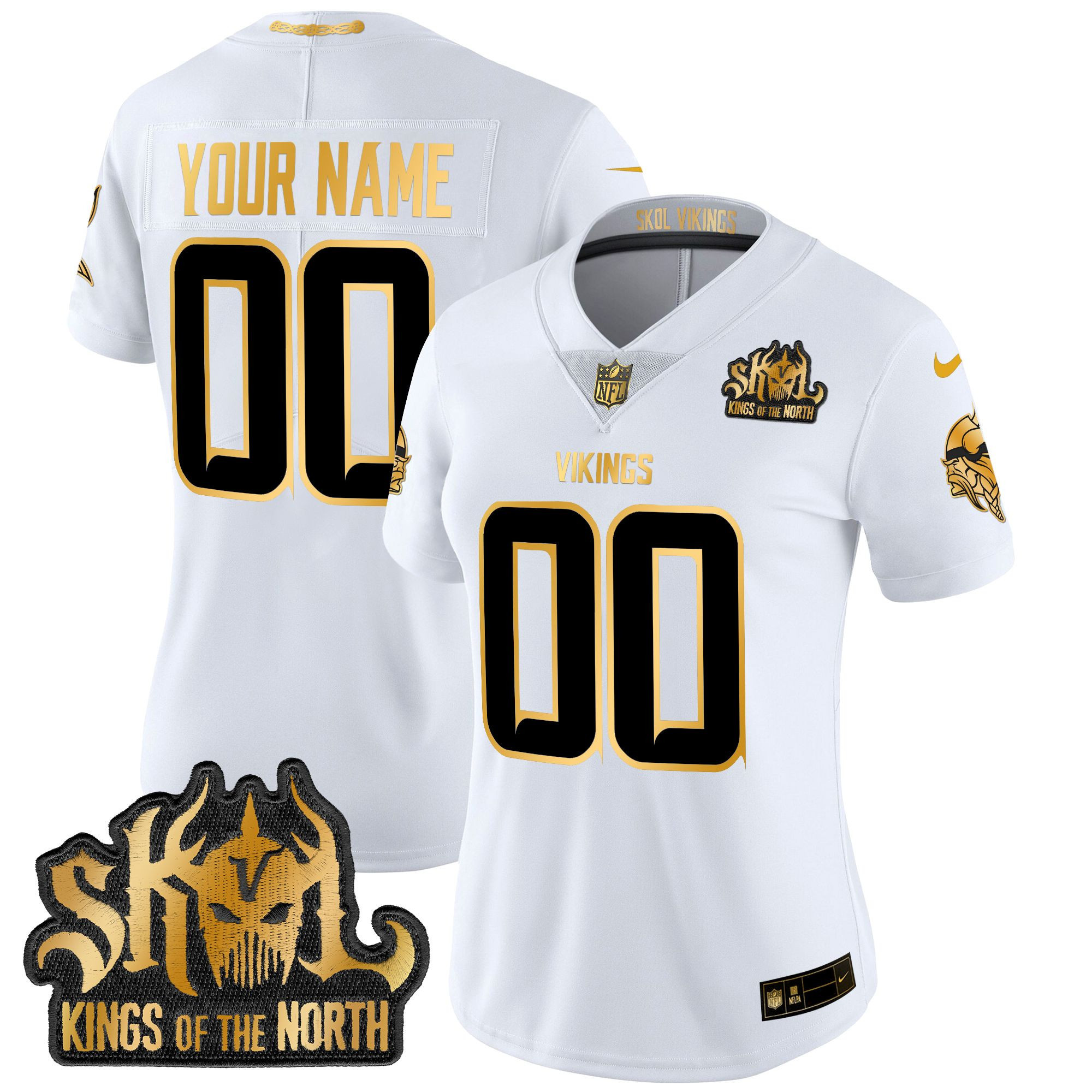 Minnesota Vikings 2024 Winter Warrior Skol Patch Gold Vapor Limited Custom Jersey - All Stitched - Image 6