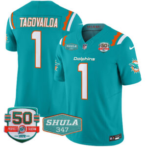 Men's Dolphins 50th & Don Shula 347 Memorial Patch Vapor Limited Jersey - All Stitched