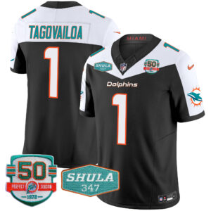 Men's Dolphins Shula 347 Patch Vapor Limited Jersey V2 - All Stitched