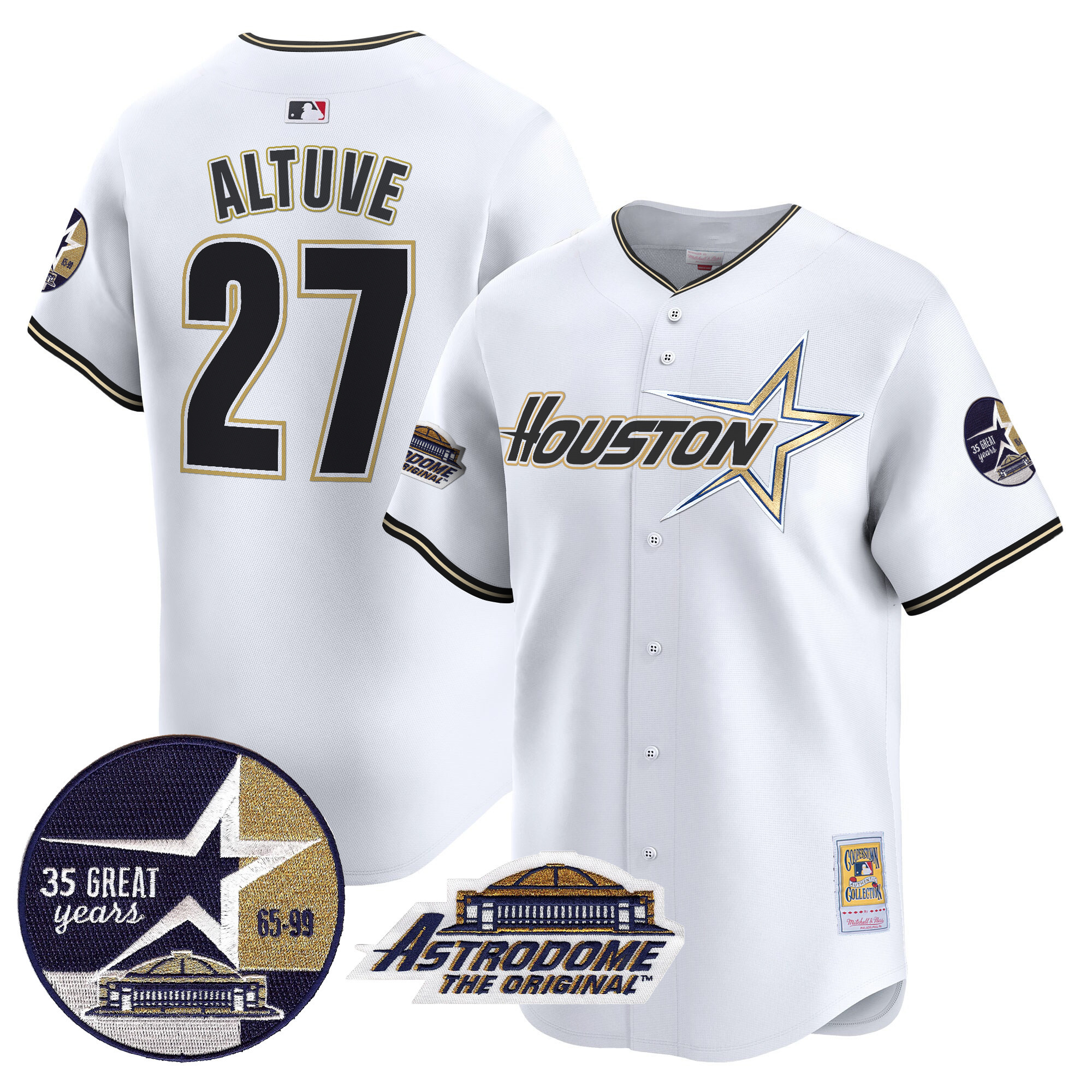 Men's Astros 1999 Throwback 35th & Astrodome Patch Vapor Premier Limited Jersey V2 - All Stitched - Image 32