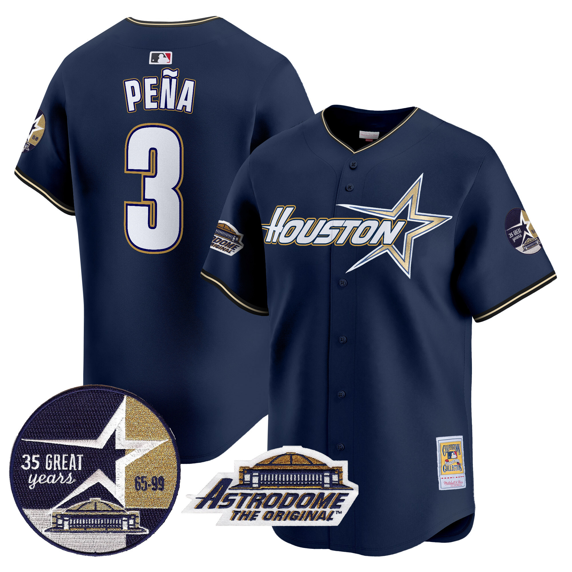 Men's Astros 1999 Throwback 35th & Astrodome Patch Vapor Premier Limited Jersey V2 - All Stitched - Image 6