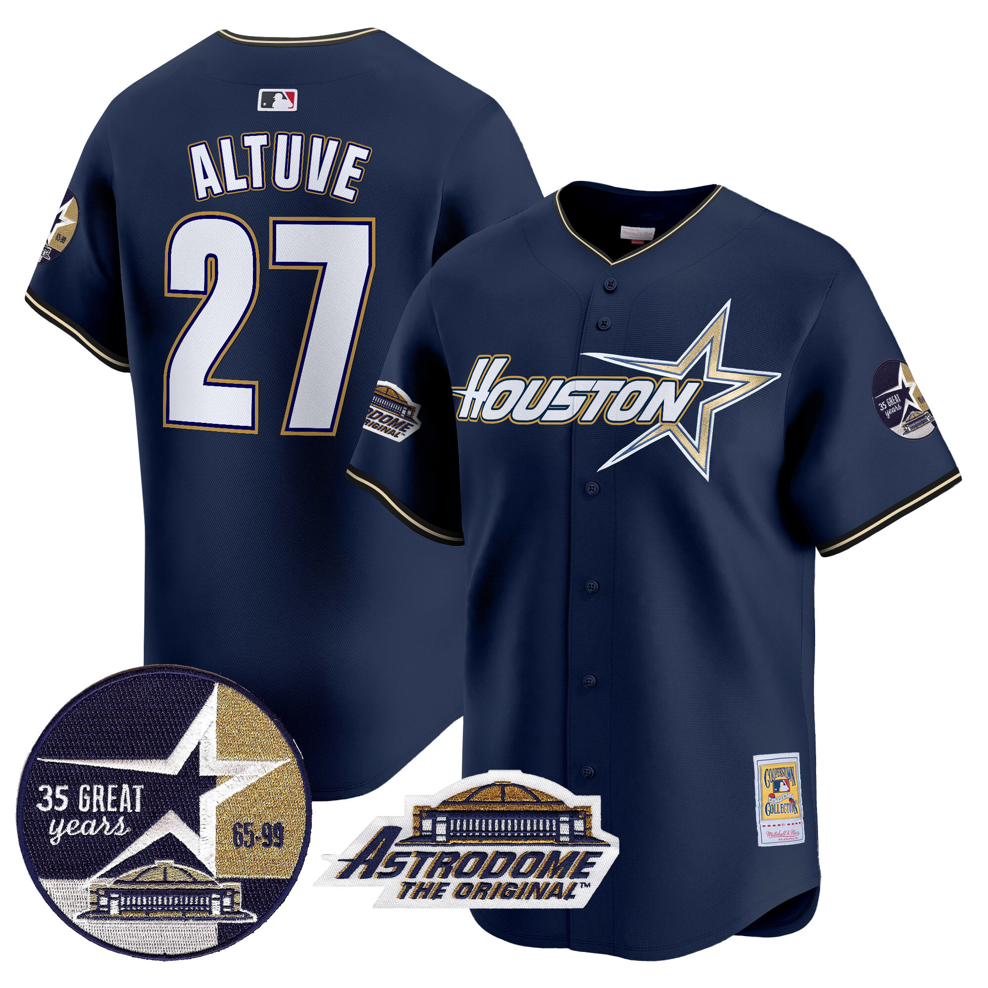 Men's Astros 1999 Throwback 35th & Astrodome Patch Vapor Premier Limited Jersey V2 - All Stitched - Image 5