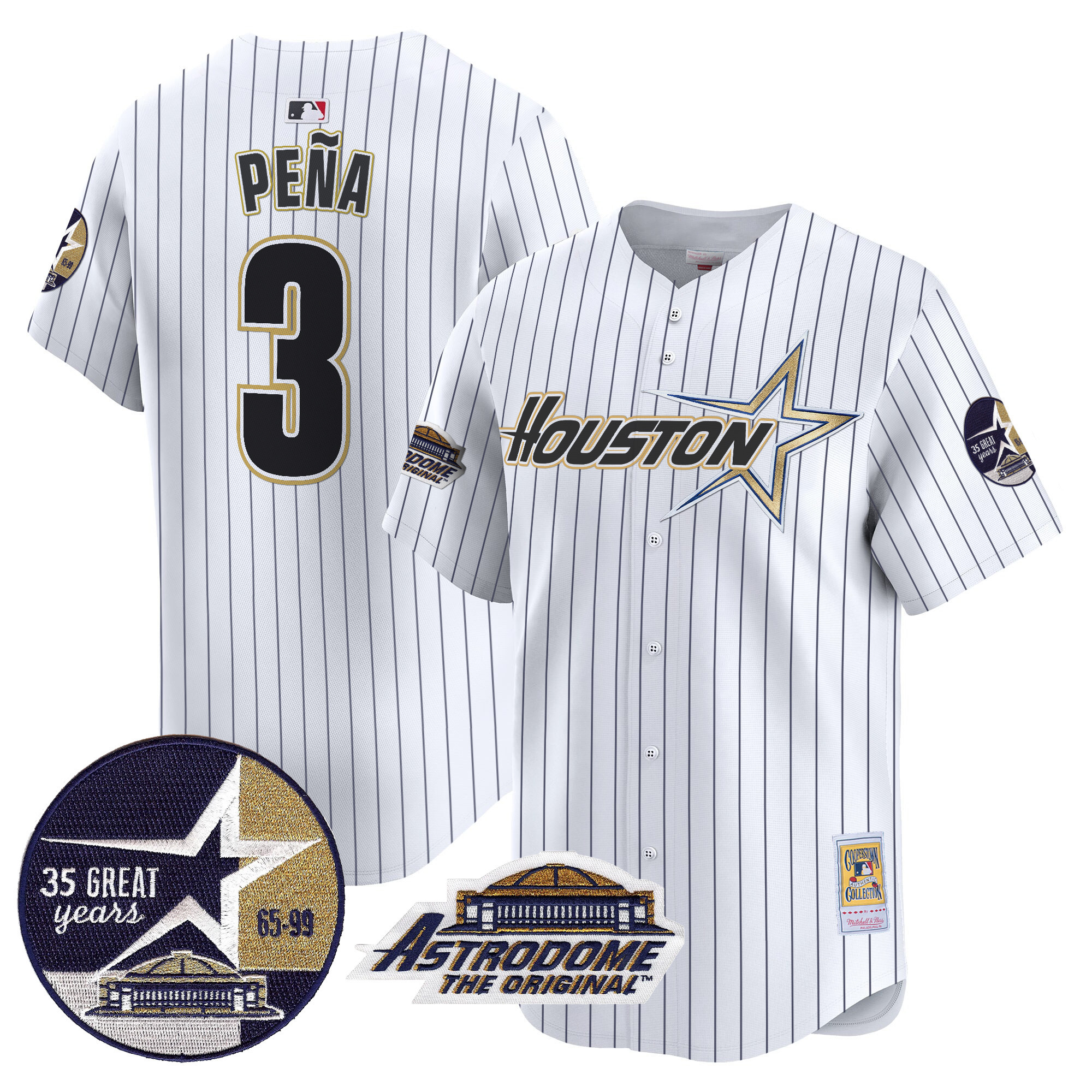 Men's Astros 1999 Throwback 35th & Astrodome Patch Vapor Premier Limited Jersey V2 - All Stitched - Image 50