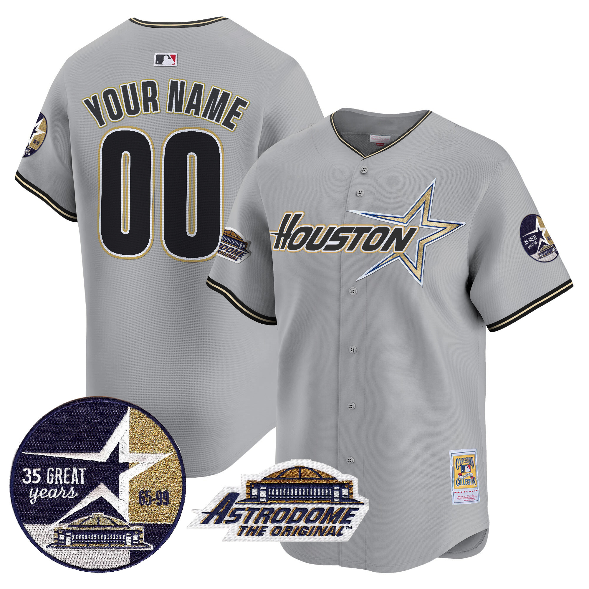 Astros 1999 Throwback 35th & Astrodome Patch Vapor Premier Limited Custom Jersey V2 - All Stitched - Image 5