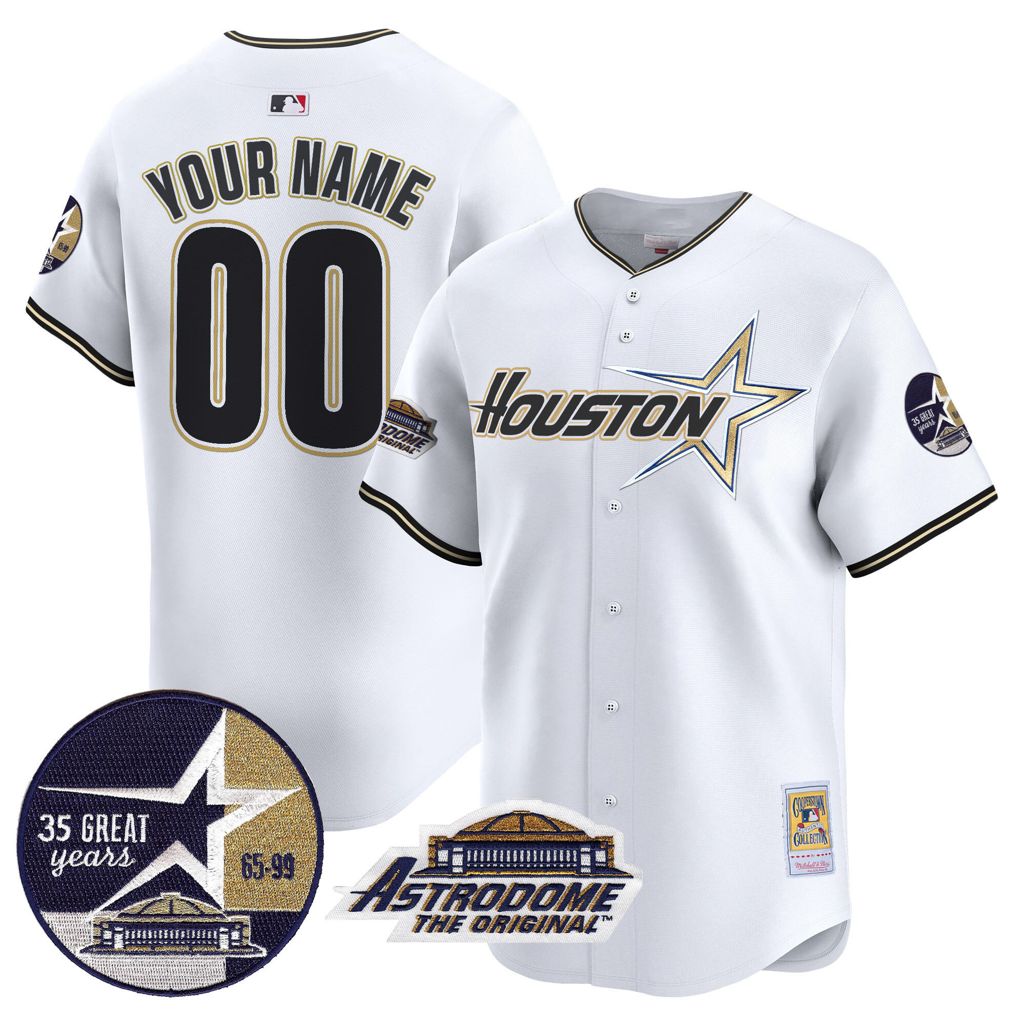 Astros 1999 Throwback 35th & Astrodome Patch Vapor Premier Limited Custom Jersey V2 - All Stitched - Image 4