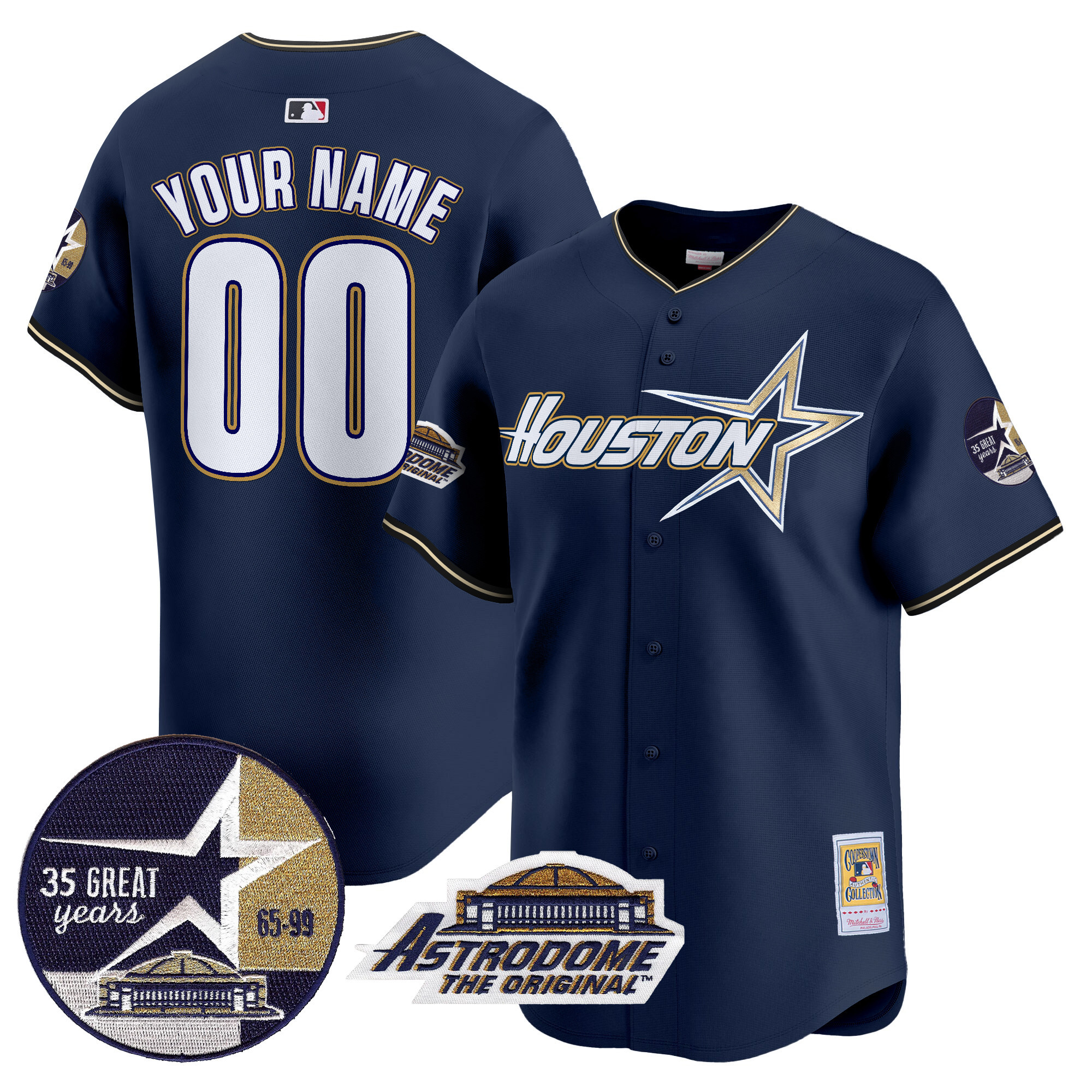 Astros 1999 Throwback 35th & Astrodome Patch Vapor Premier Limited Custom Jersey V2 - All Stitched - Image 2