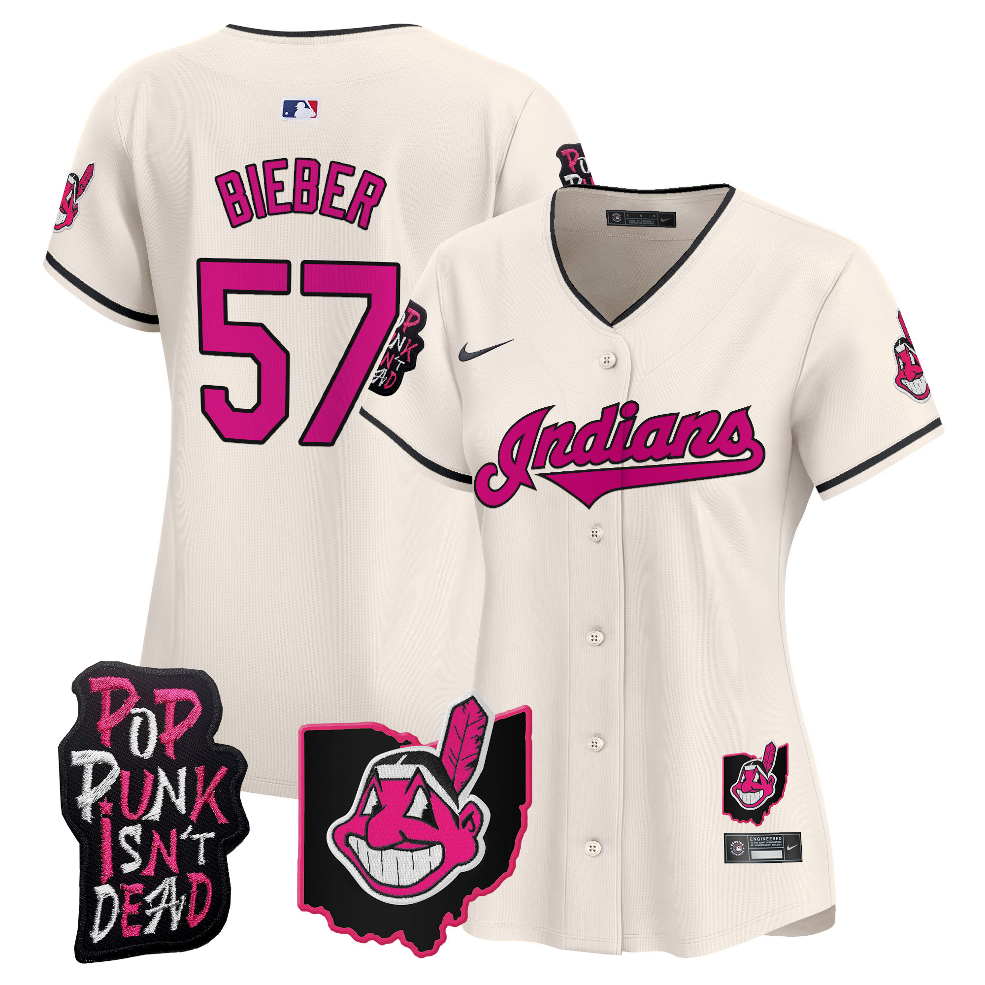 Women's Cleveland Indians MGK Patch Vapor Premier Limited Jersey - All Stitched - Image 21
