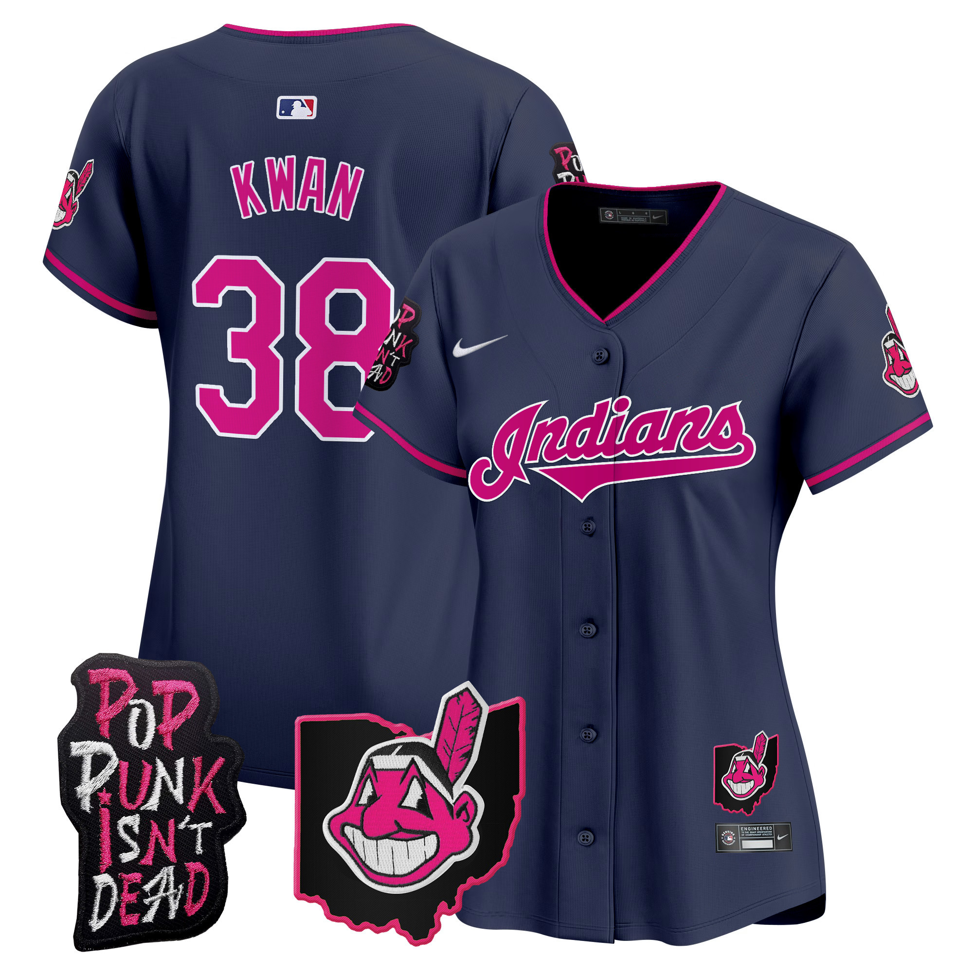 Women's Cleveland Indians MGK Patch Vapor Premier Limited Jersey - All Stitched - Image 41