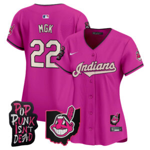 Women's Cleveland Indians MGK Patch Vapor Premier Limited Jersey - All Stitched