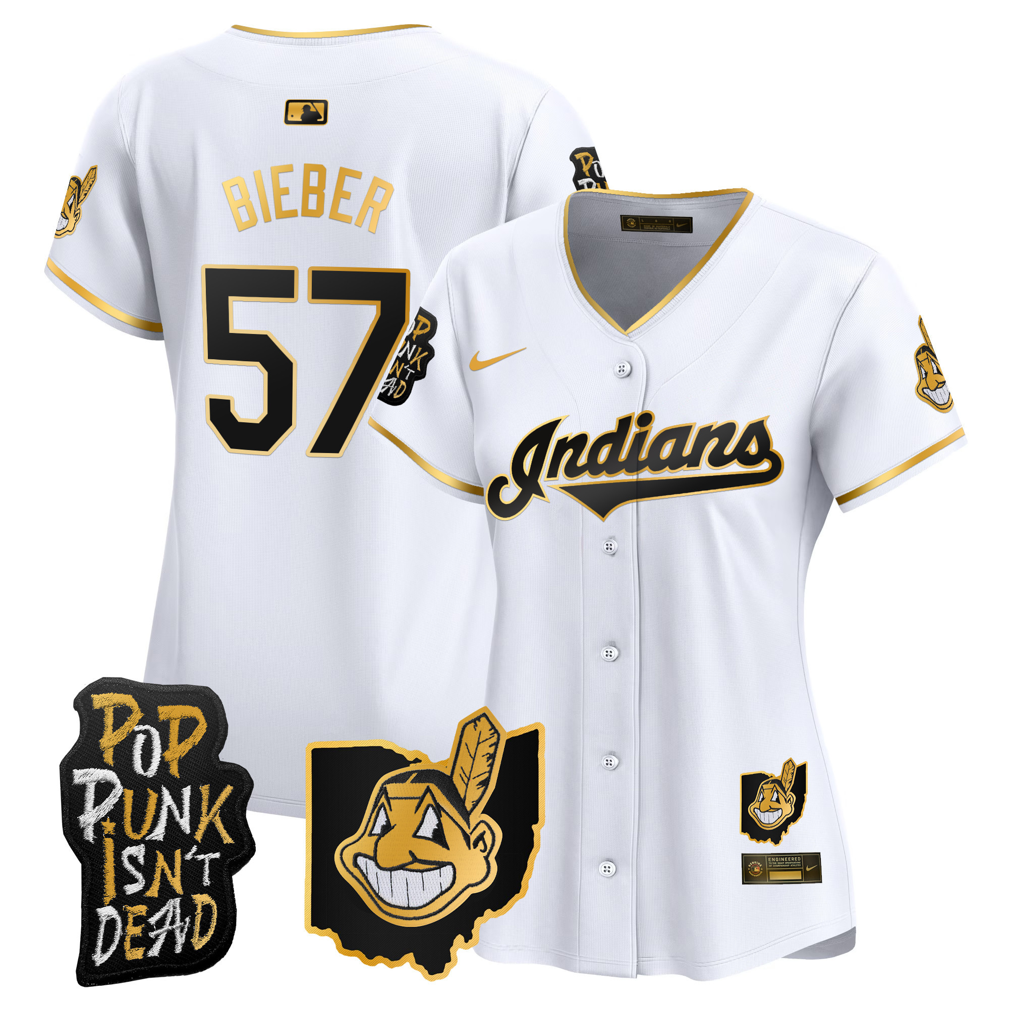 Women's Cleveland Indians MGK Patch Vapor Premier Limited Jersey - All Stitched - Image 12