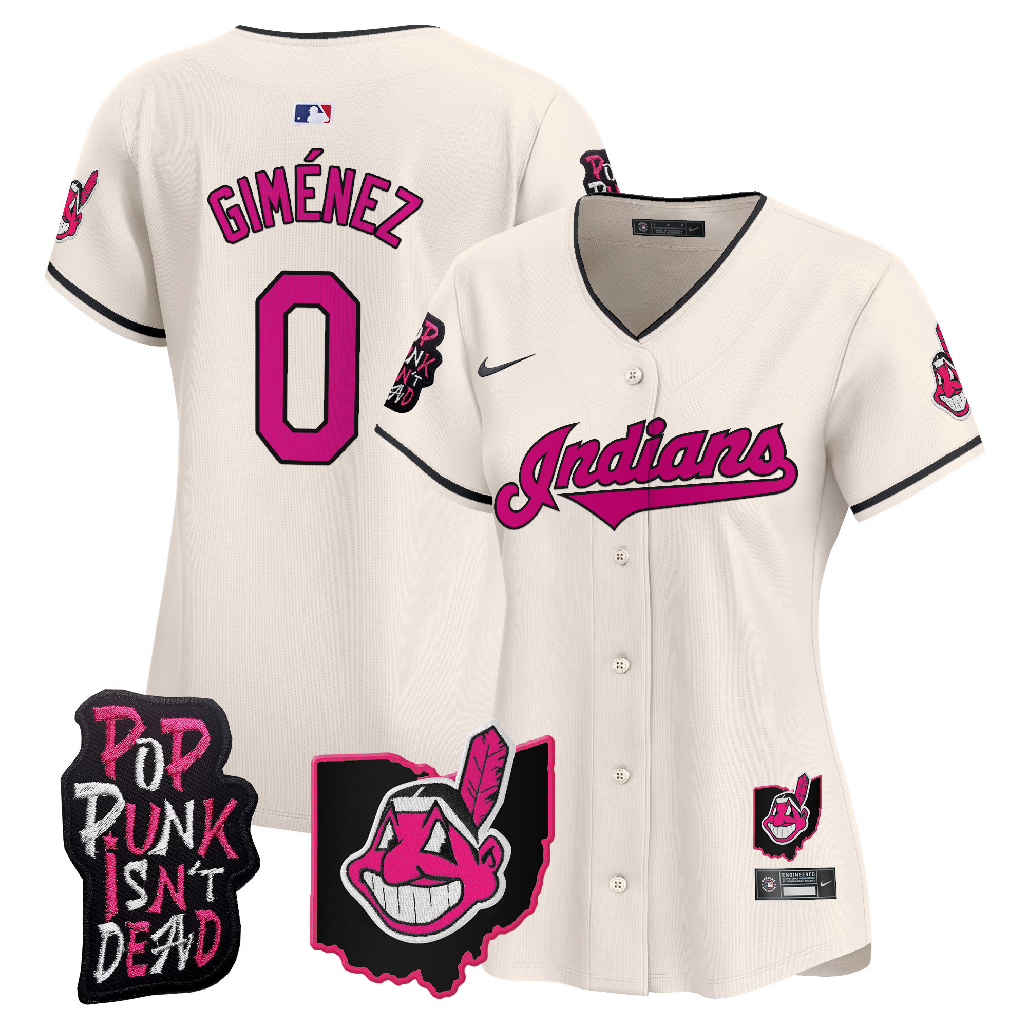 Women's Cleveland Indians MGK Patch Vapor Premier Limited Jersey - All Stitched - Image 24