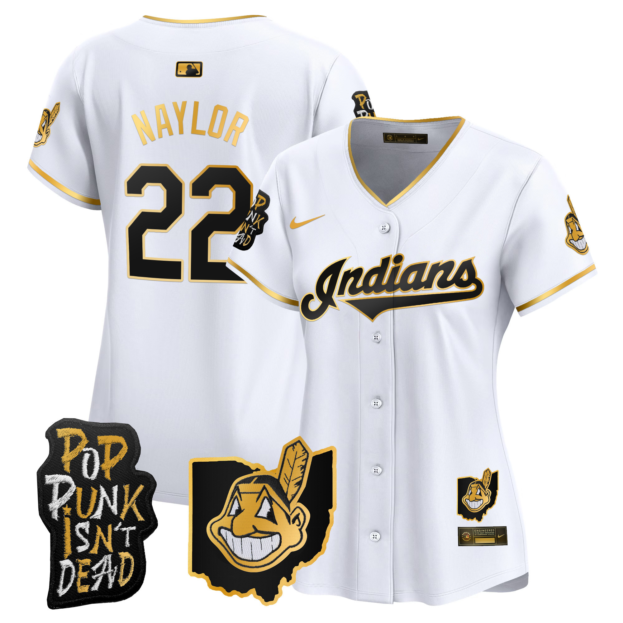 Women's Cleveland Indians MGK Patch Vapor Premier Limited Jersey - All Stitched - Image 13