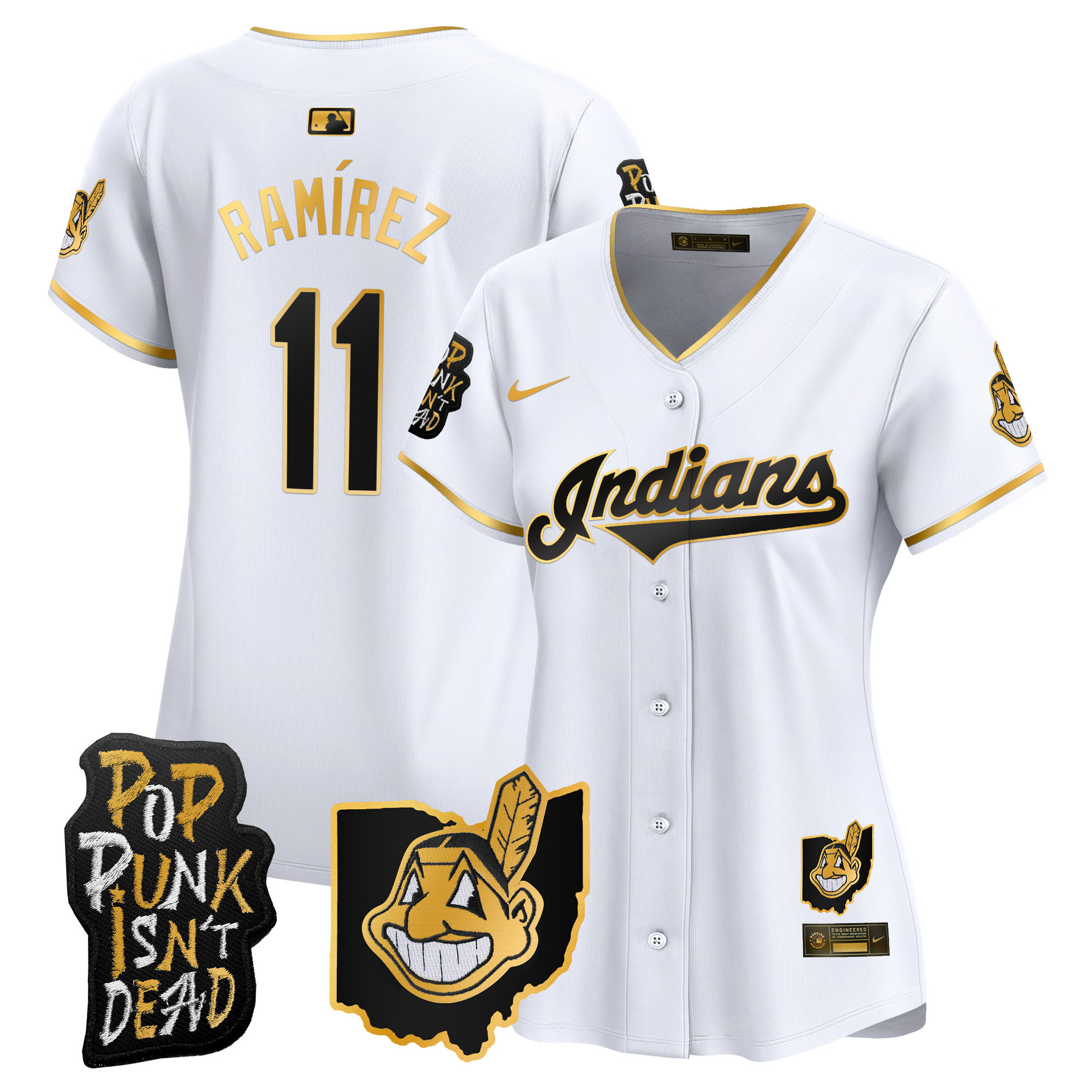 Women's Cleveland Indians MGK Patch Vapor Premier Limited Jersey - All Stitched - Image 11