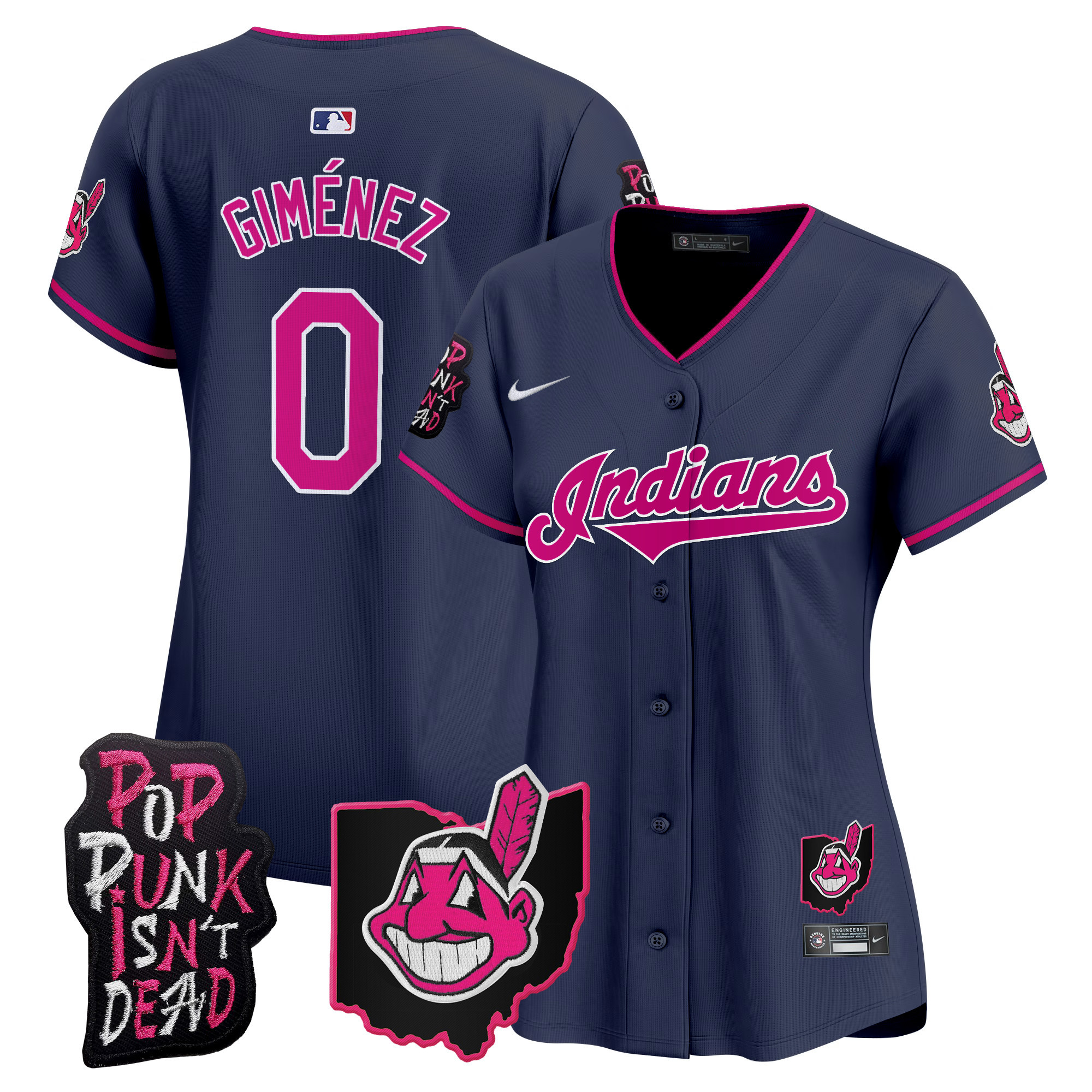 Women's Cleveland Indians MGK Patch Vapor Premier Limited Jersey - All Stitched - Image 42