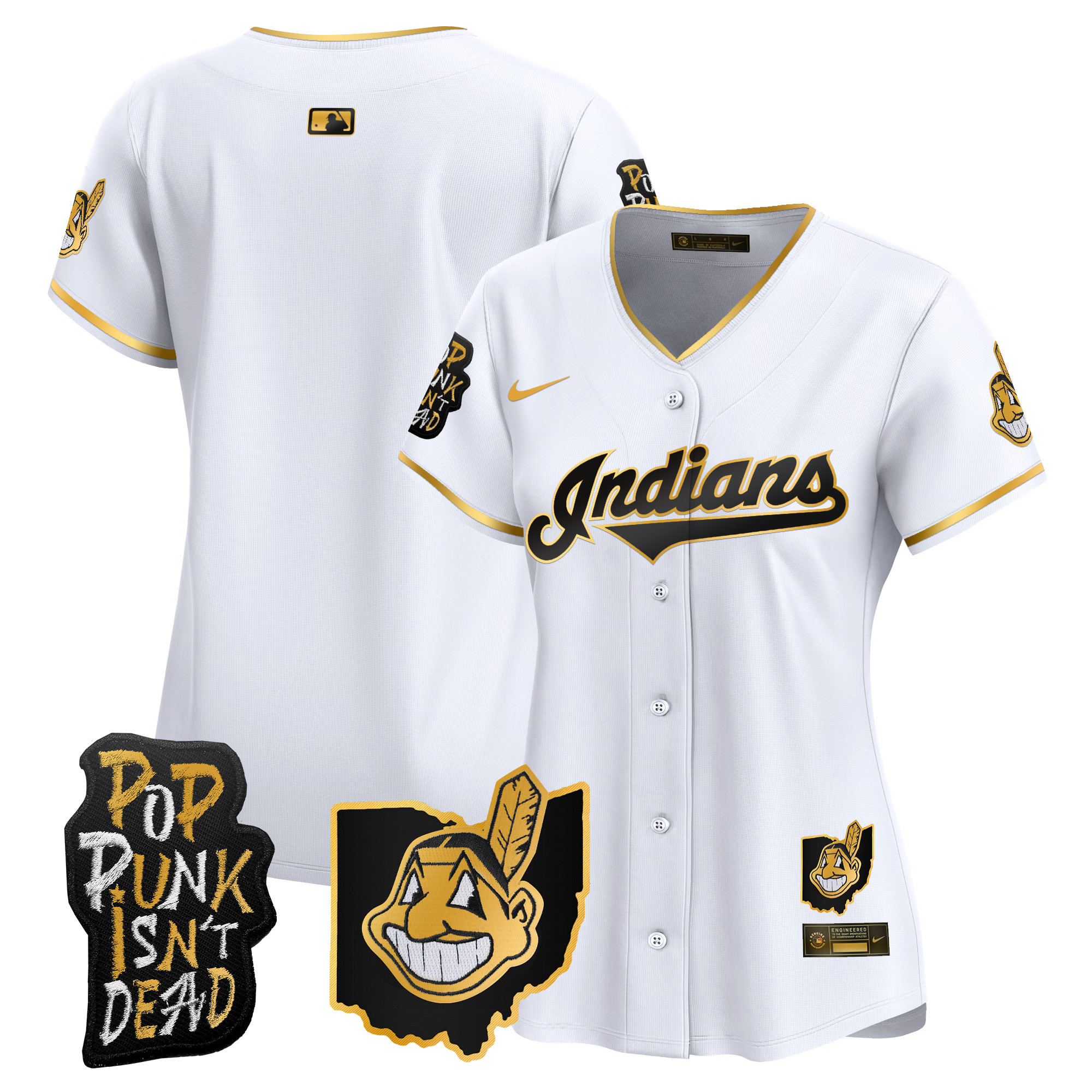 Women's Cleveland Indians MGK Patch Vapor Premier Limited Jersey - All Stitched - Image 18