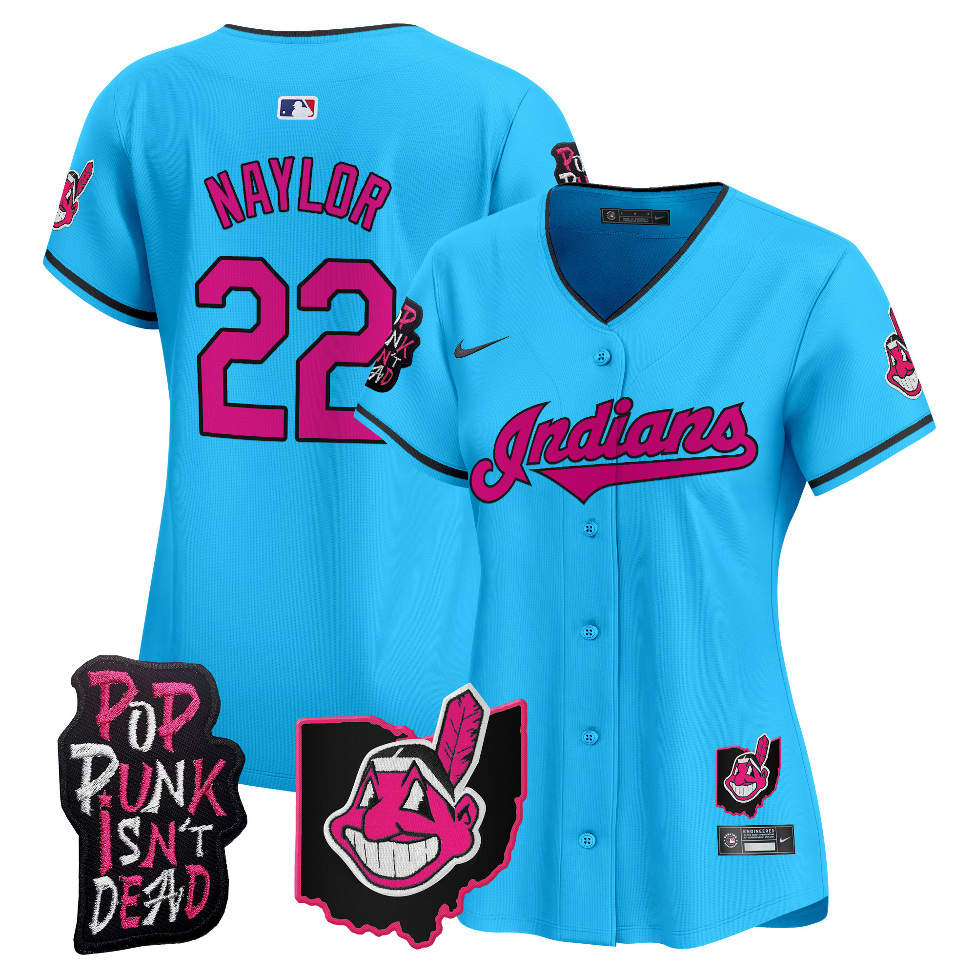 Women's Cleveland Indians MGK Patch Vapor Premier Limited Jersey - All Stitched - Image 49