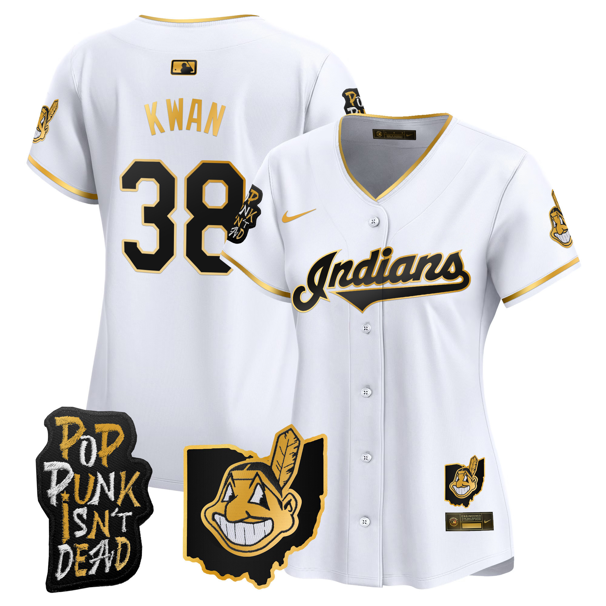 Women's Cleveland Indians MGK Patch Vapor Premier Limited Jersey - All Stitched - Image 14